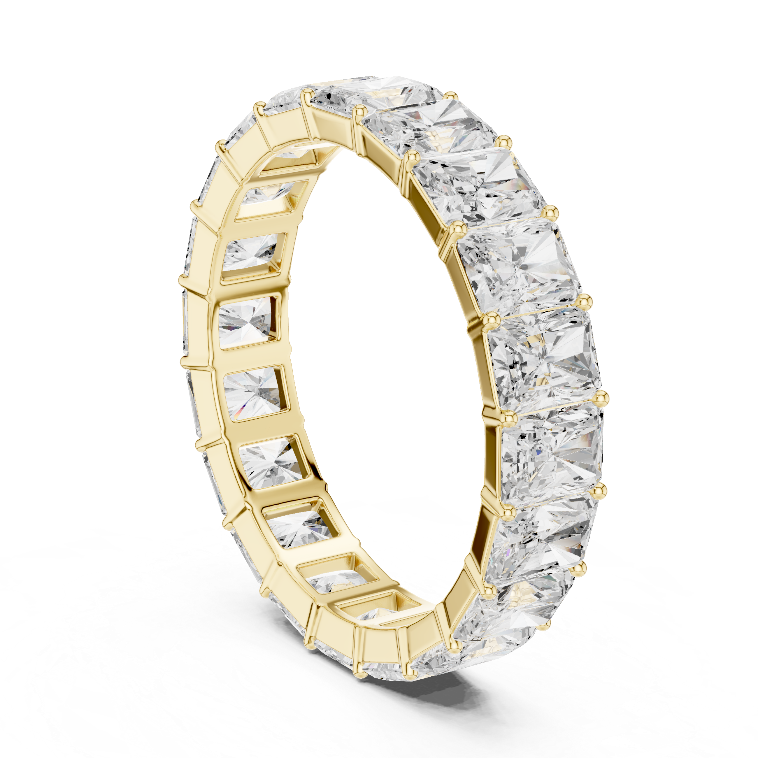 Men’s Full Eternity Radiant Cut Diamond Ring in Gold