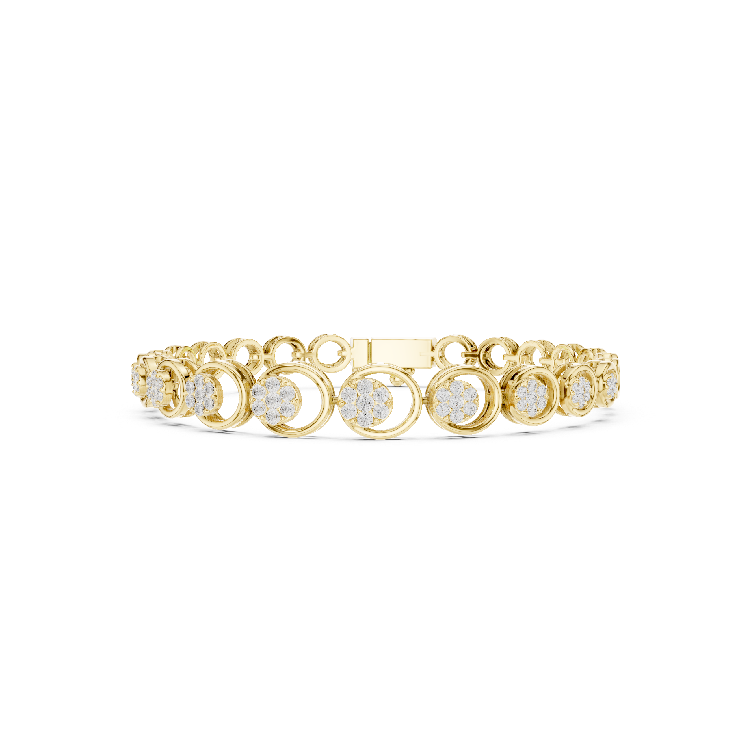 Round Halo Diamond Circle Link Bracelet