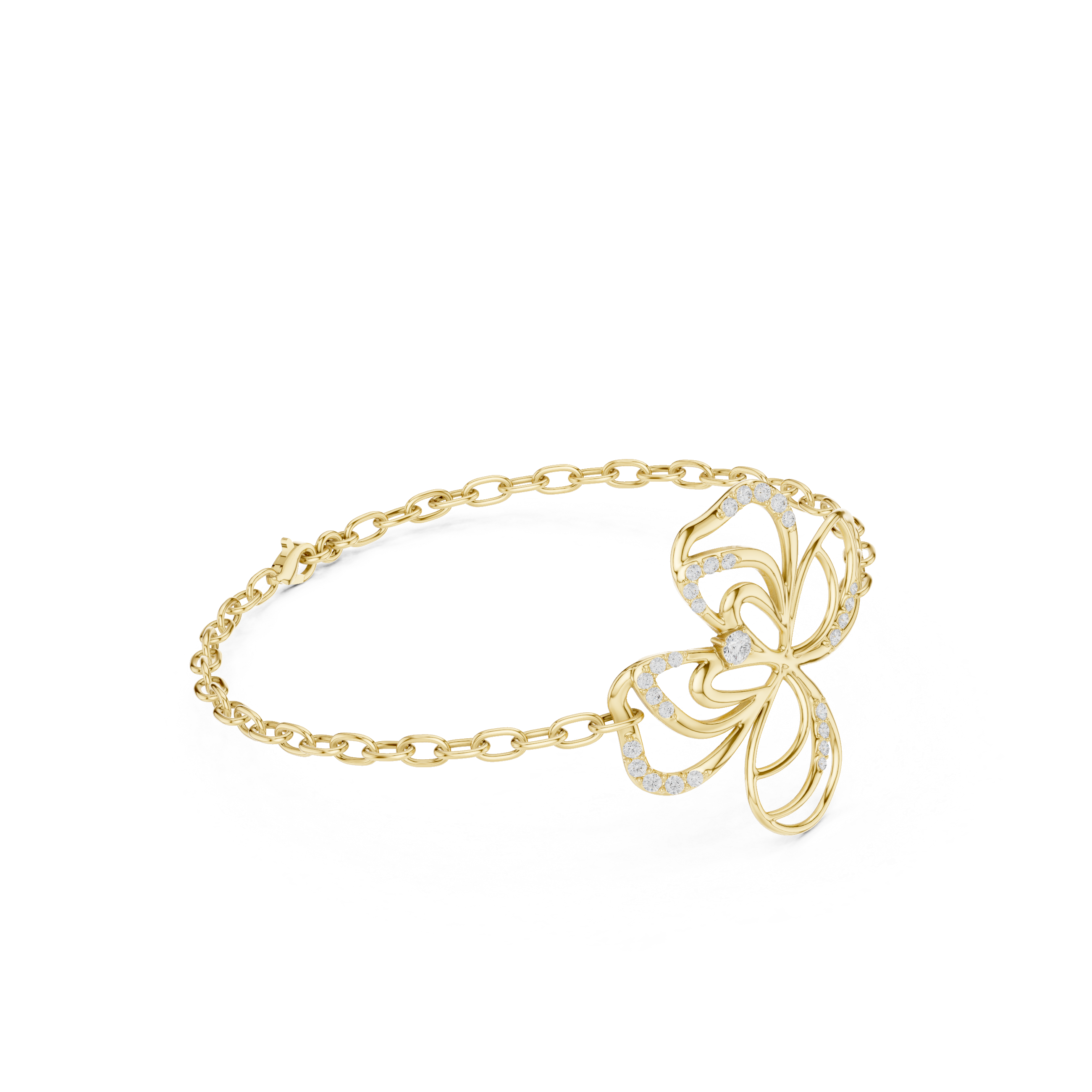 Floral Swirl Diamond Chain Bracelet