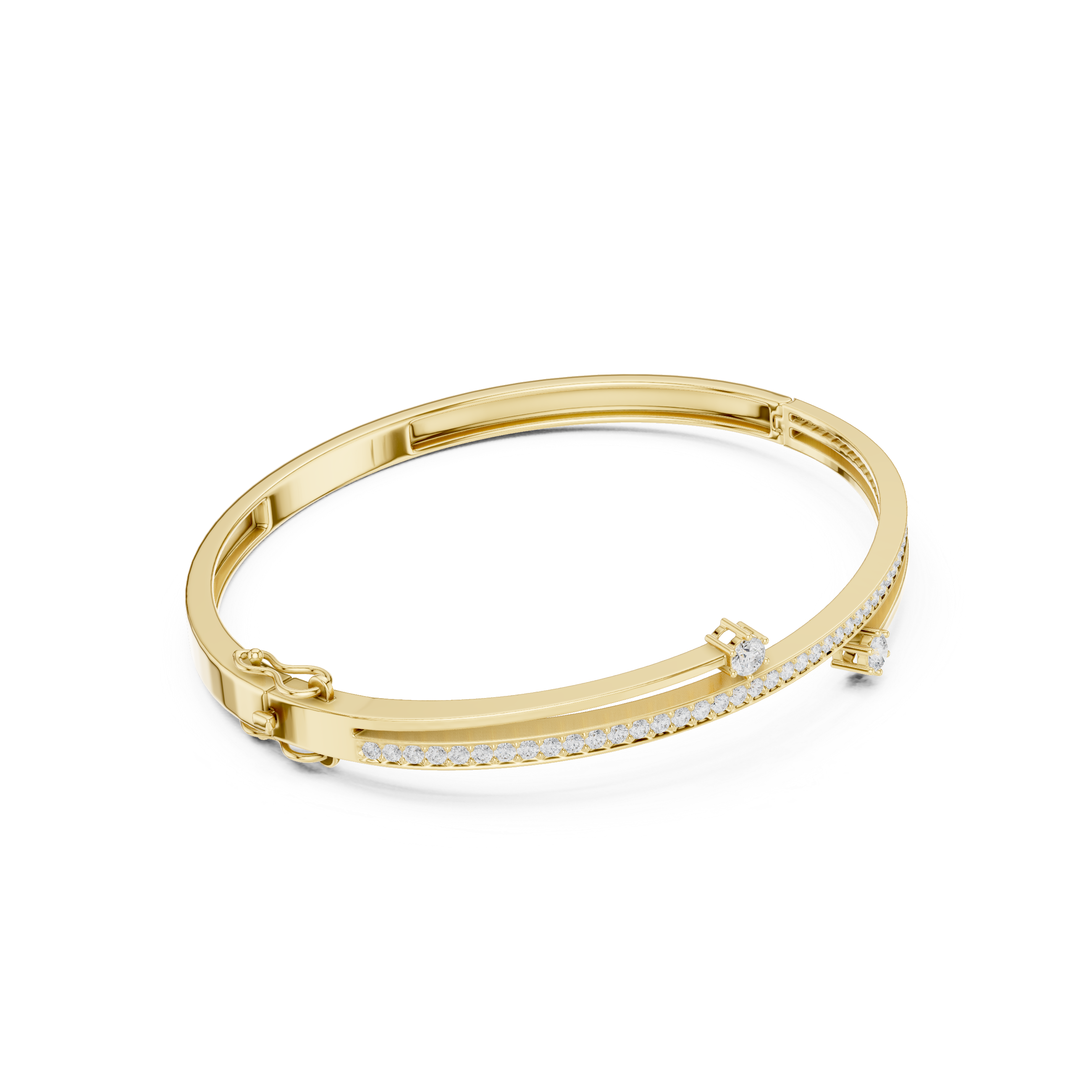 Slim Pavé Diamond Bangle Bracelet with Accent Stones