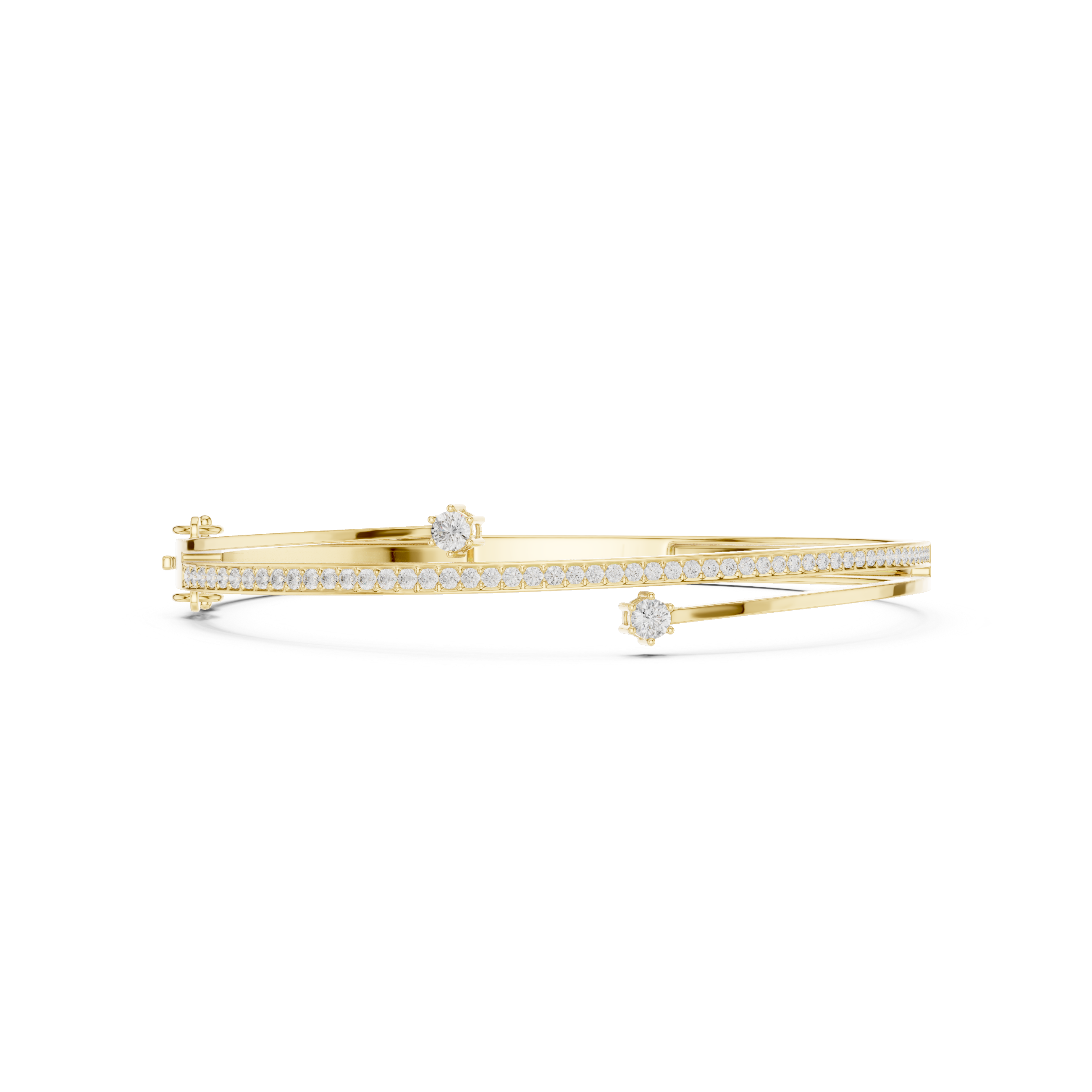 Slim Pavé Diamond Bangle Bracelet with Accent Stones