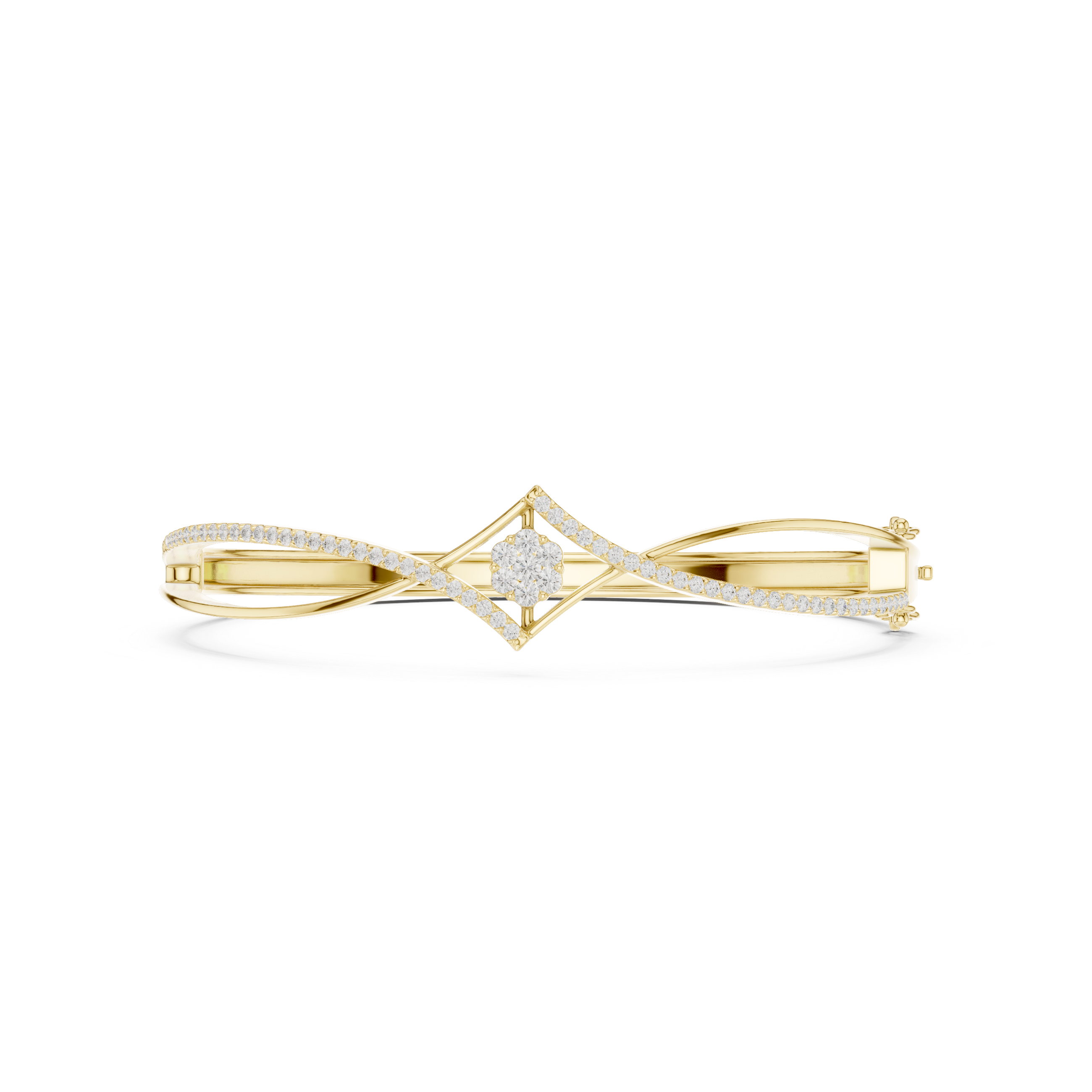 Diamond Center Motif Infinity Bangle Bracelet