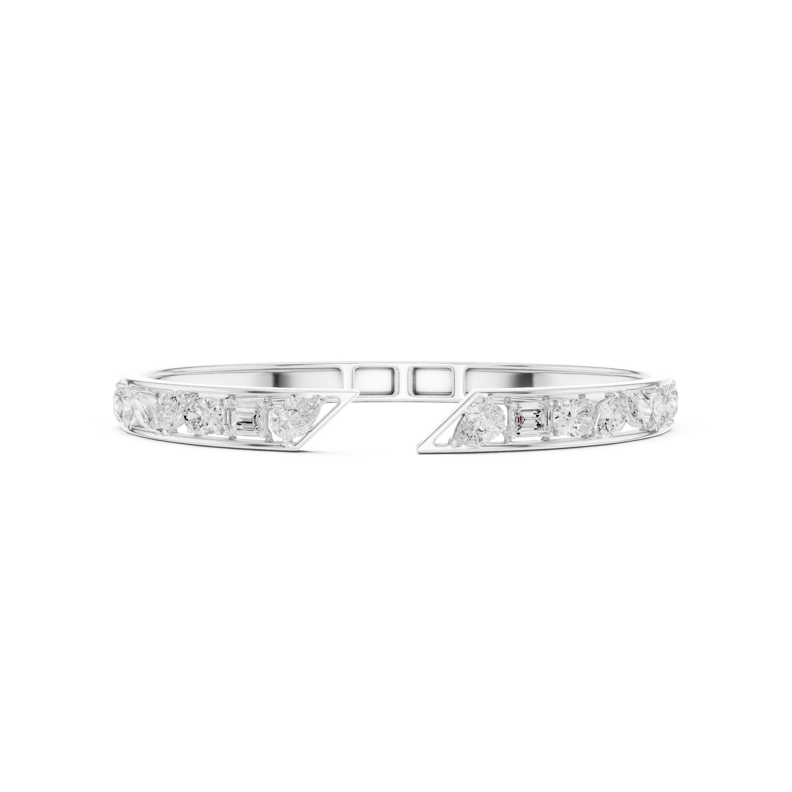 Mixed Shape Diamond Open Cuff Bangle