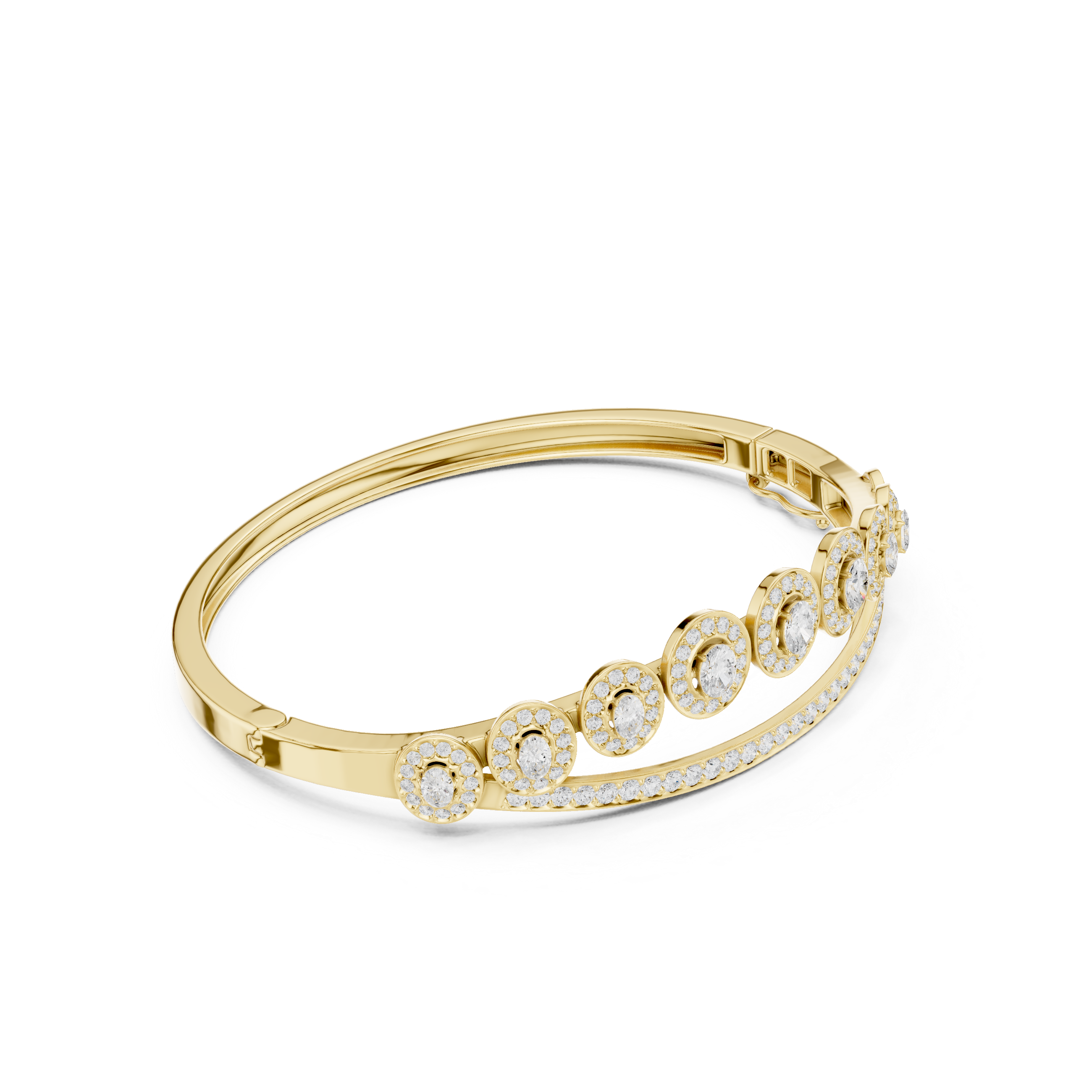 Oval Halo Diamond Bangle
