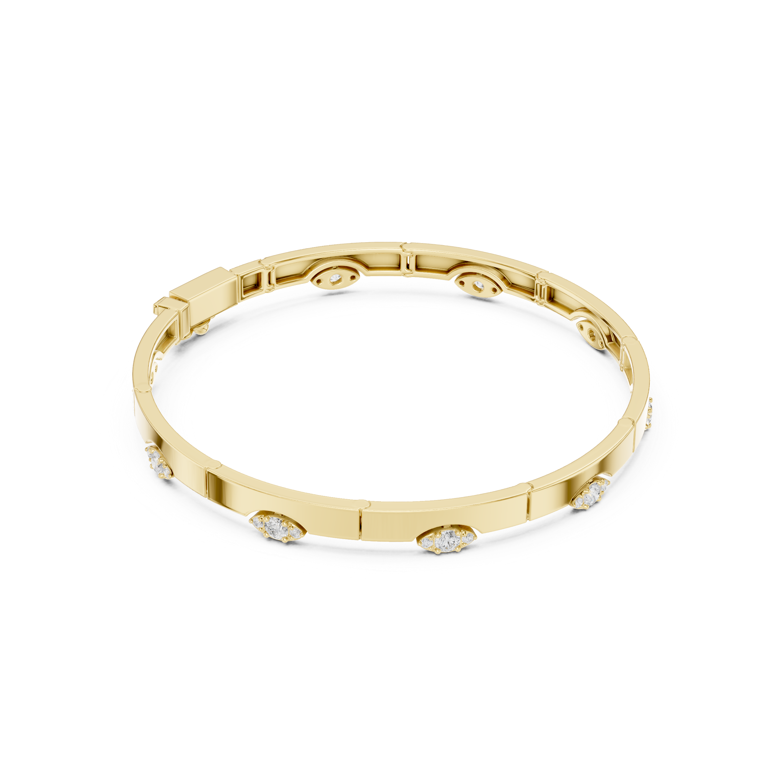 Minimal Eye Motif Diamond Bar Bracelet