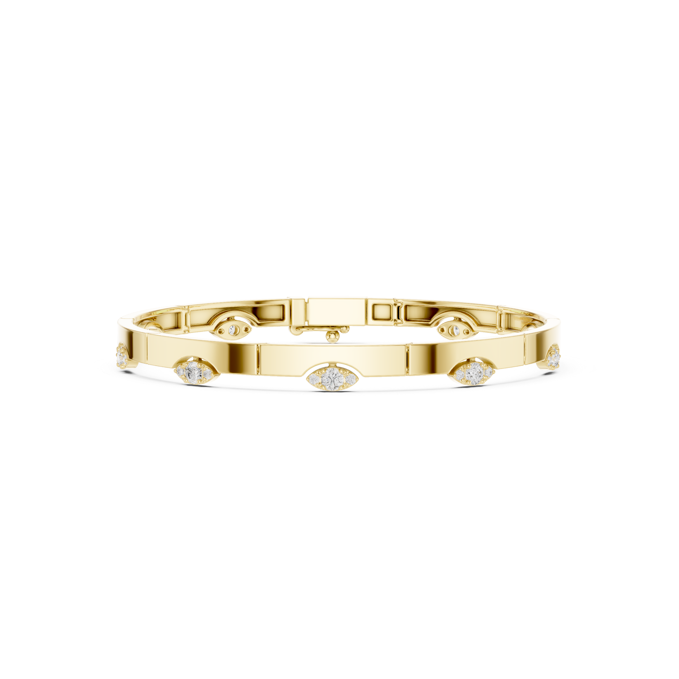 Minimal Eye Motif Diamond Bar Bracelet