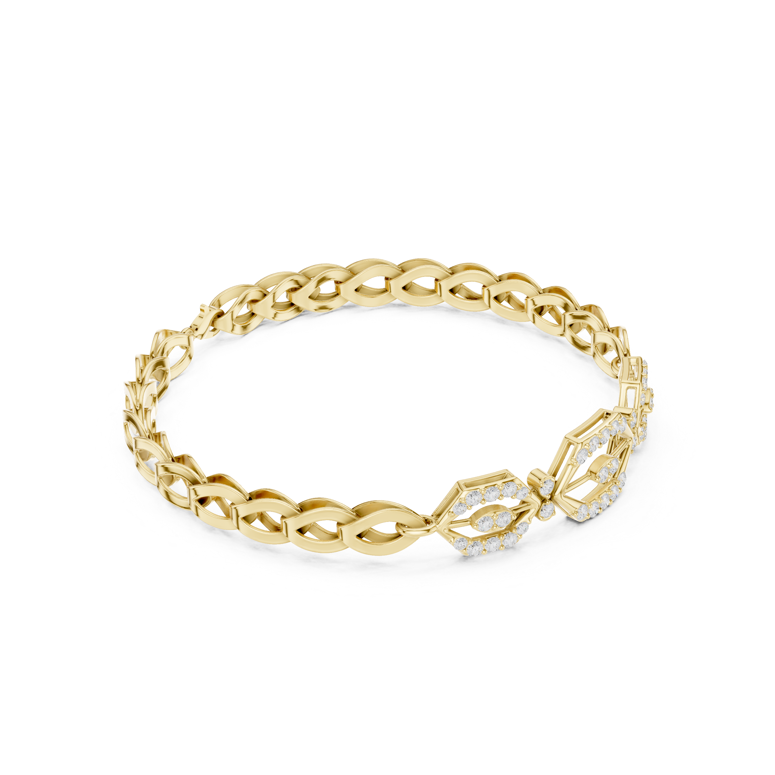 Geometric Hexagon Diamond Link Bracelet