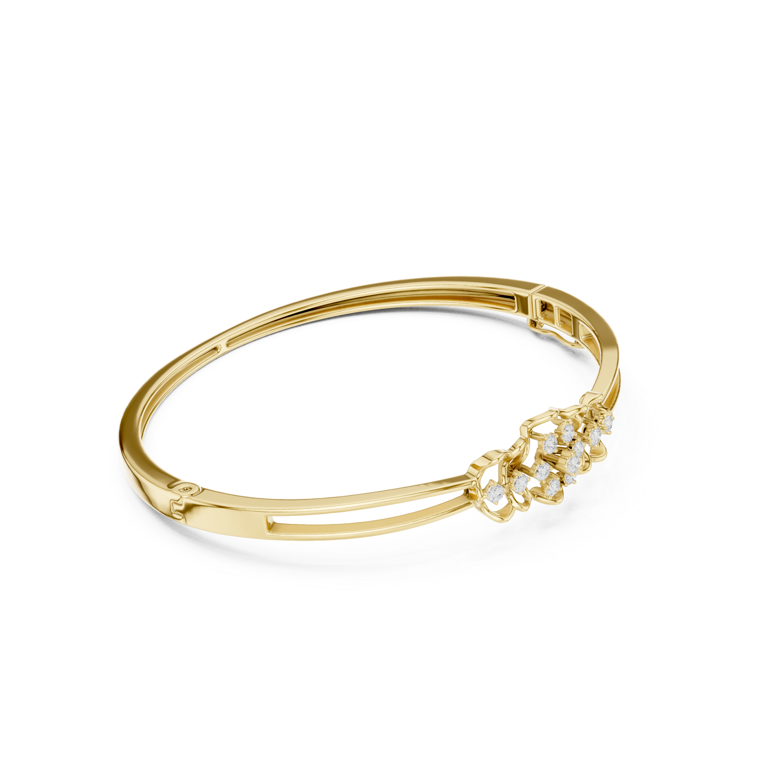 Vintage Floral Cluster Diamond Bangle Bracelet