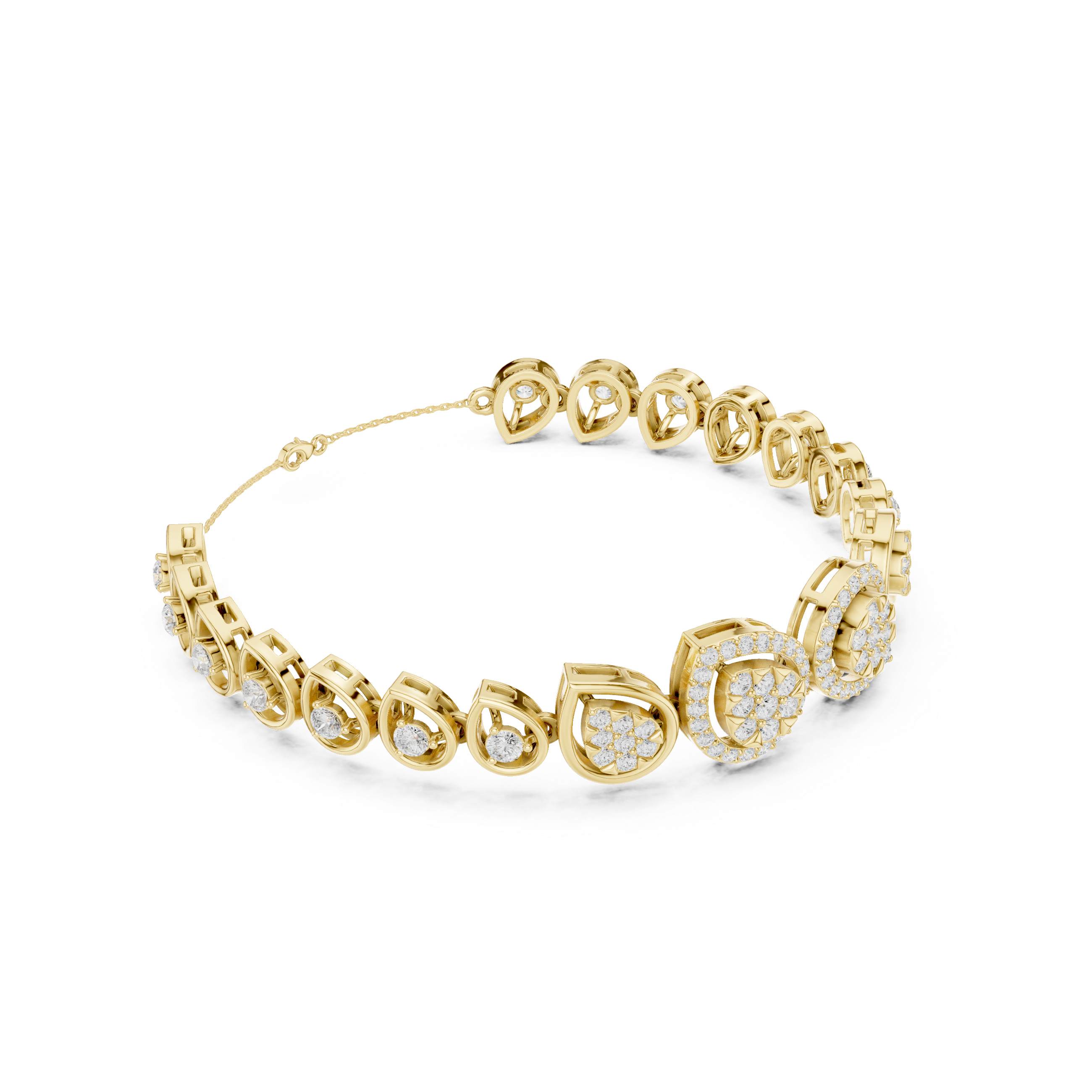 Teardrop Halo Diamond Link Bracelet