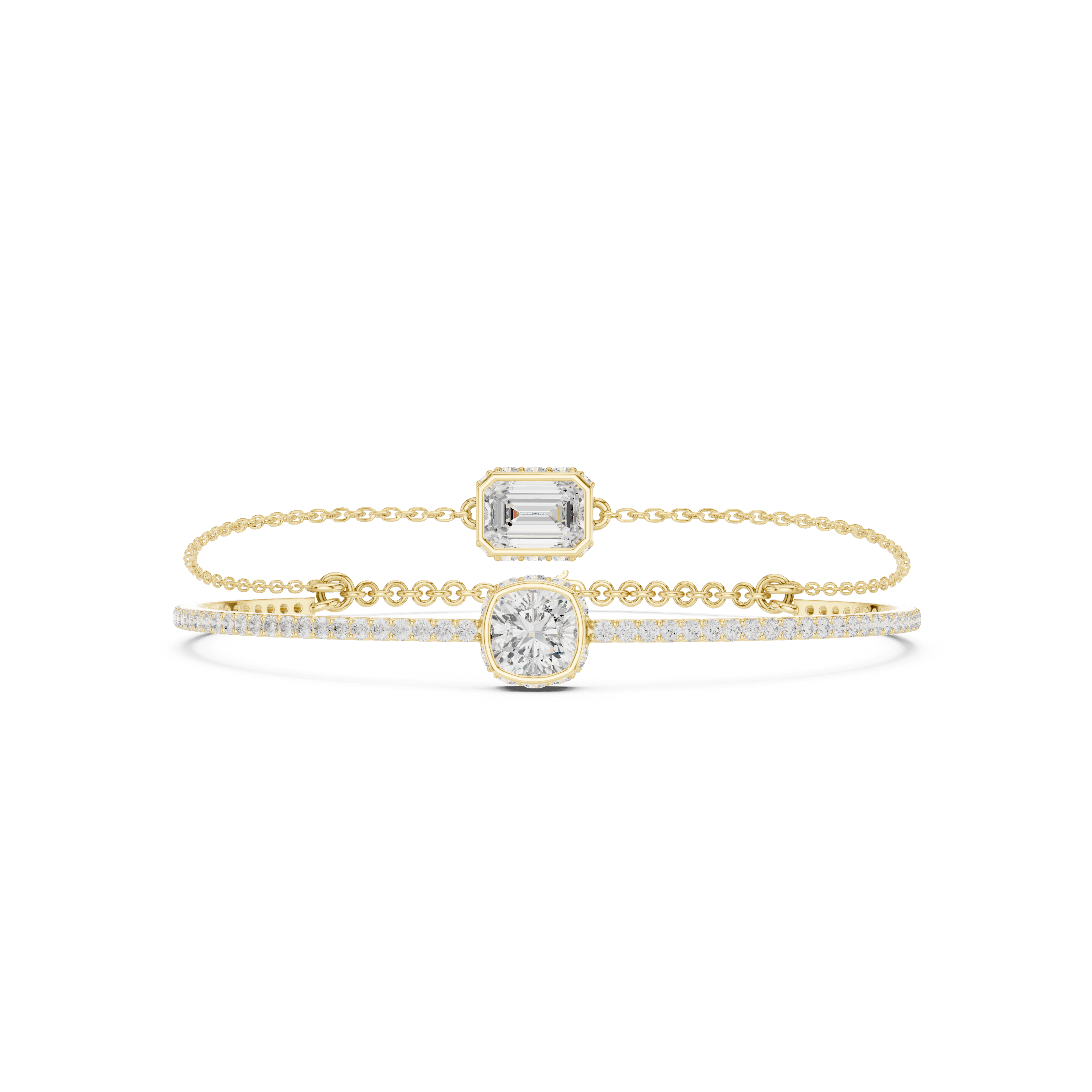 Dual Layer Diamond Bangle Bracelet