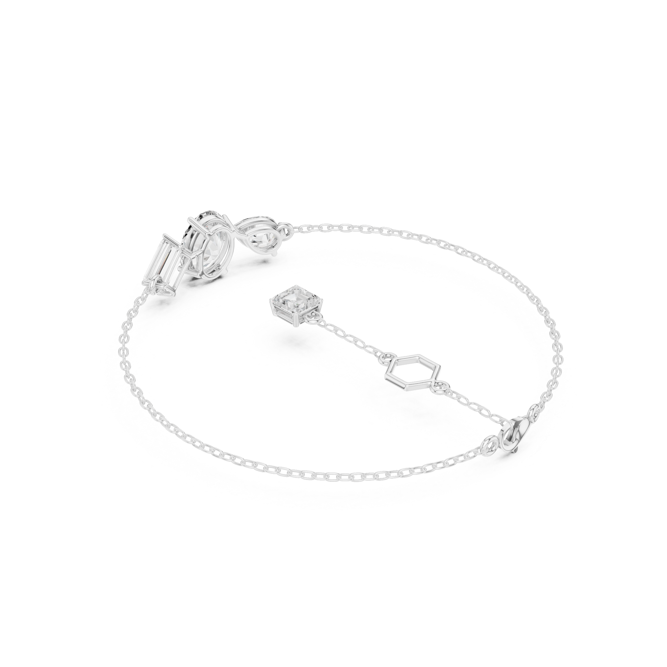 Mixed Shape Diamond Chain Bracelet