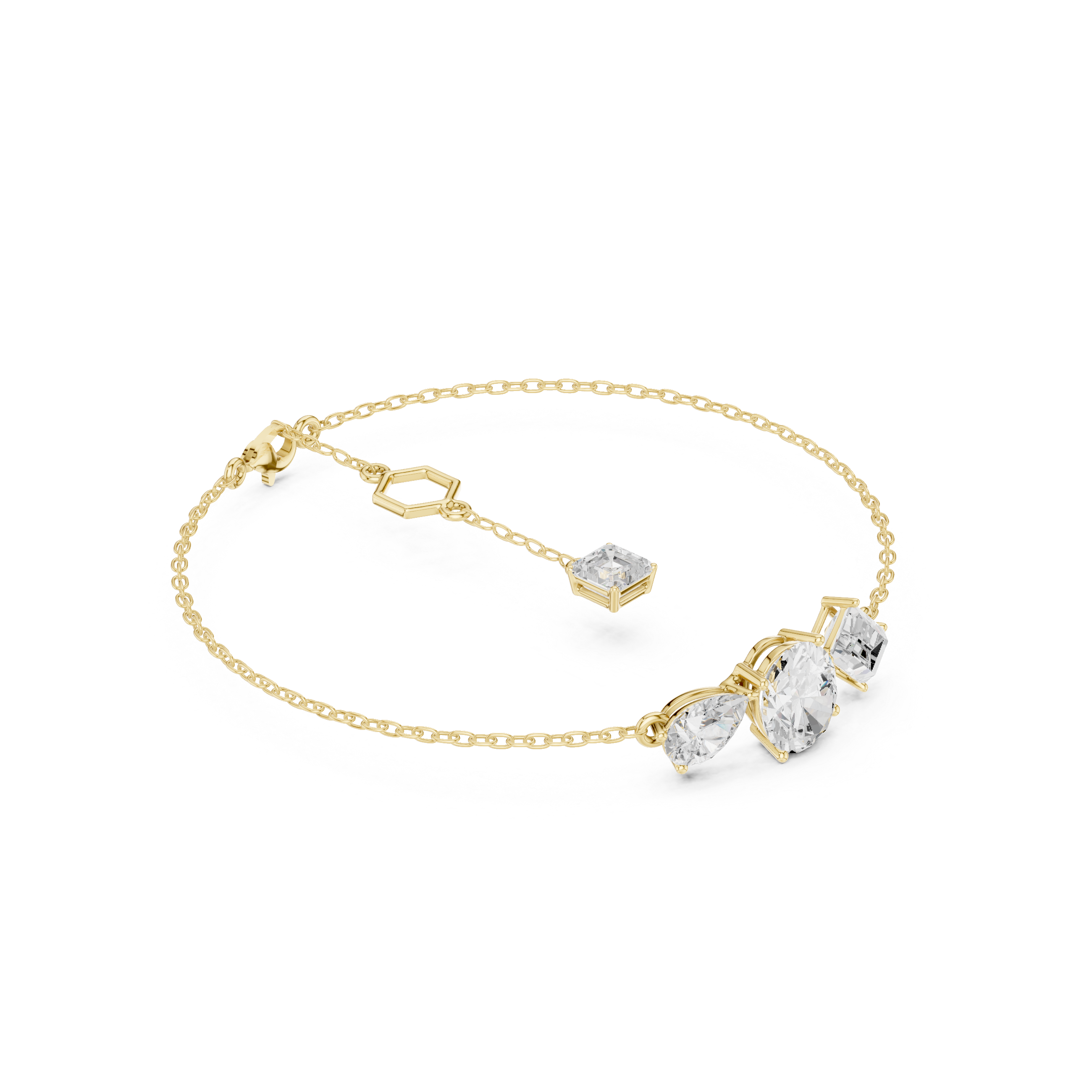 Mixed Shape Diamond Chain Bracelet
