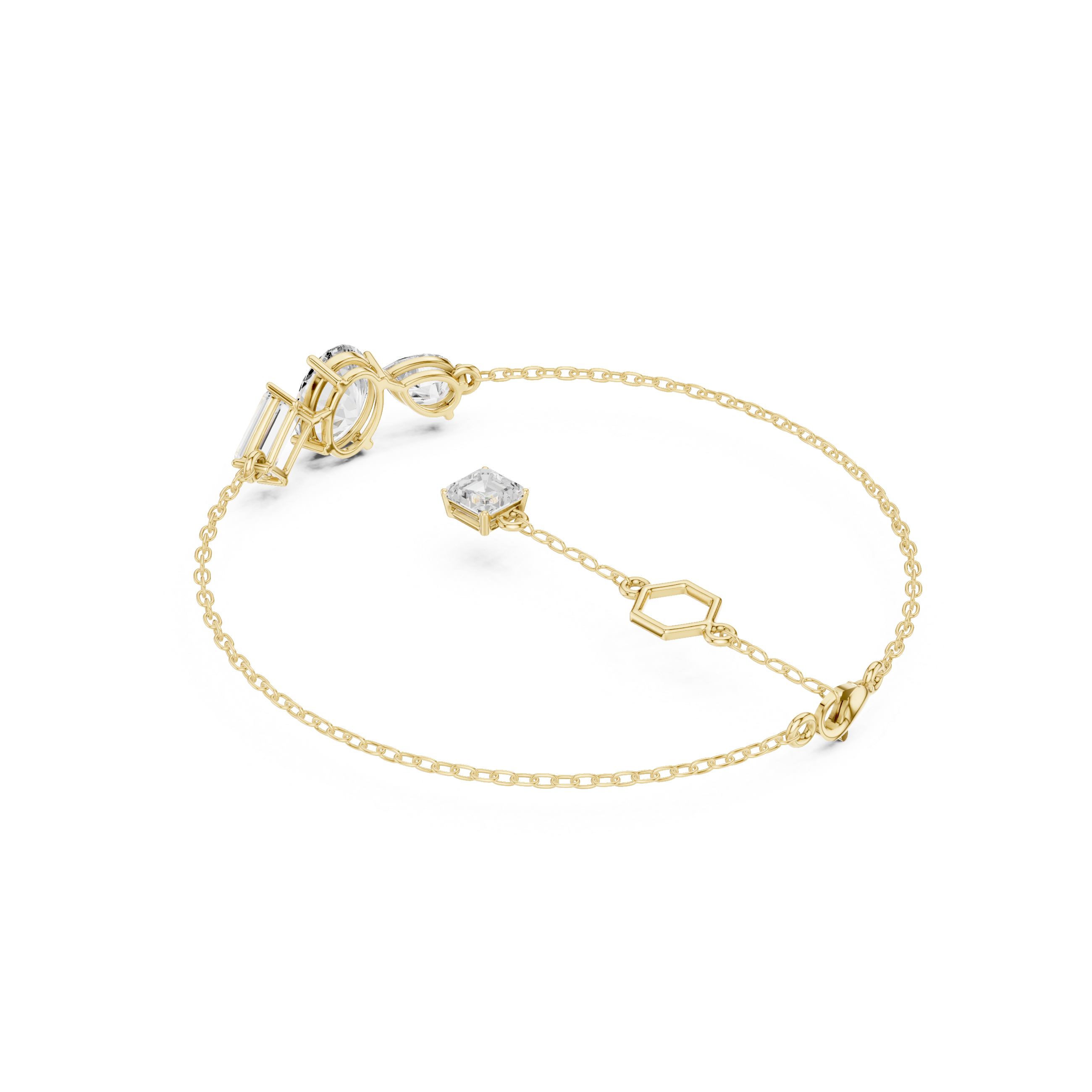 Mixed Shape Diamond Chain Bracelet