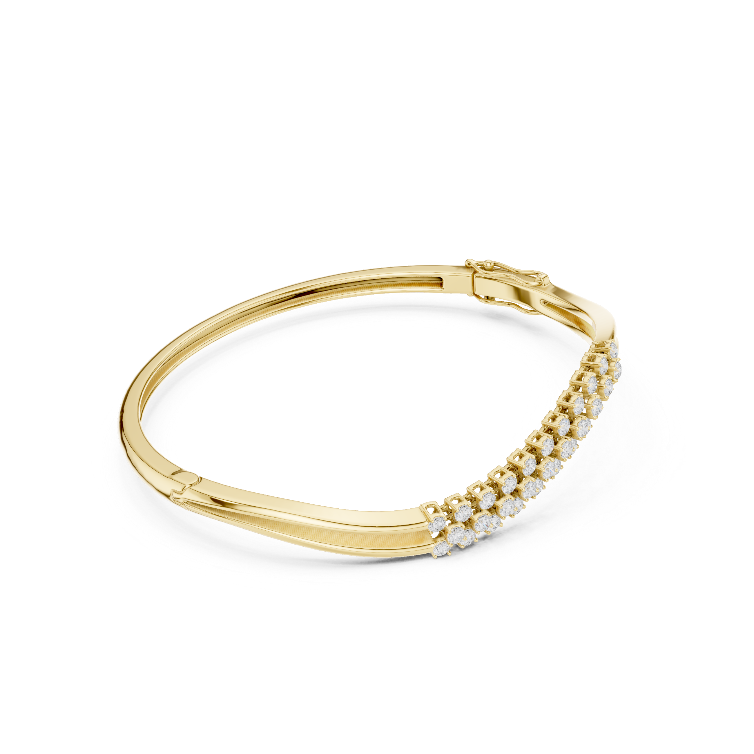Wave Pavé Diamond Bangle Bracelet