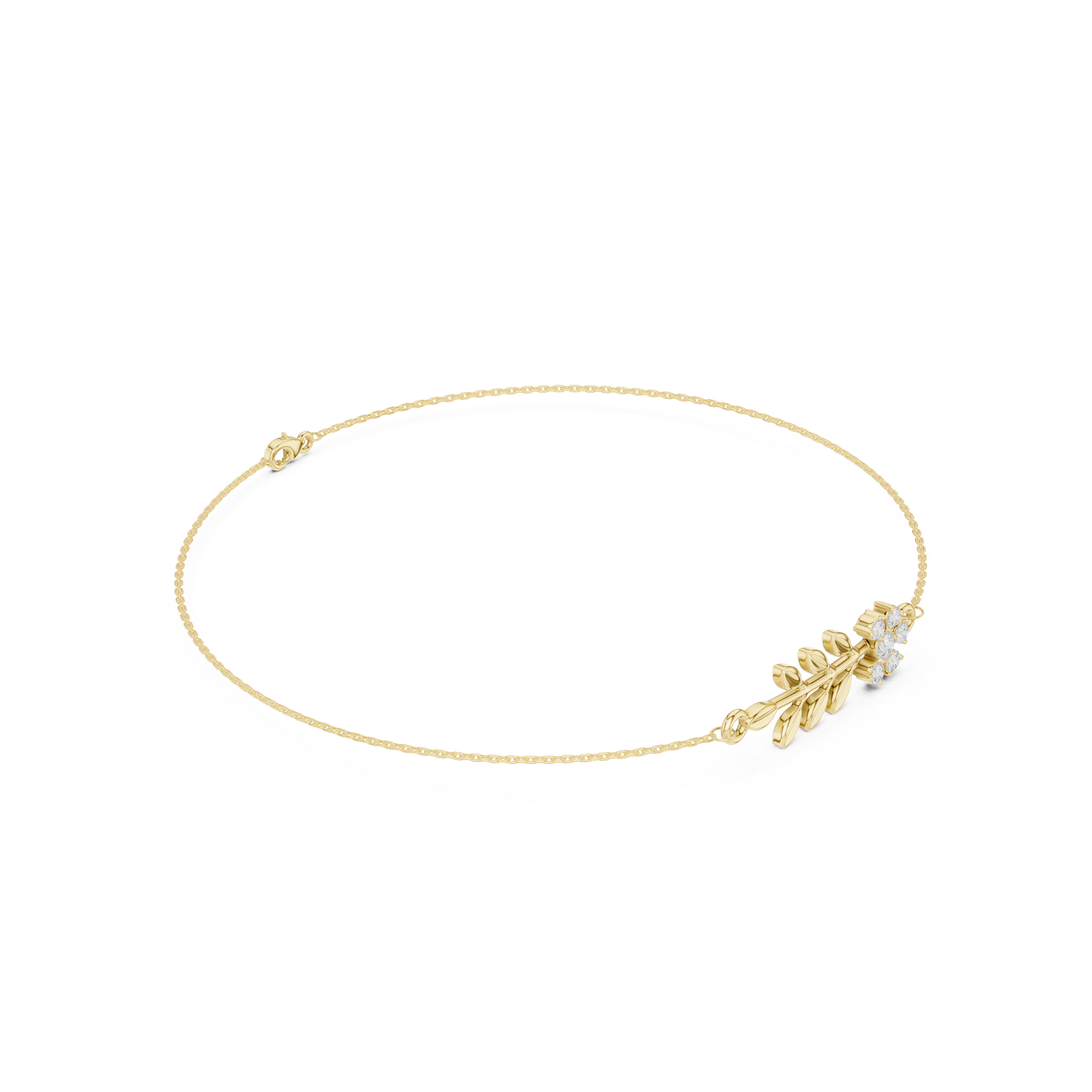 Delicate Floral Leaf Diamond Bracelet