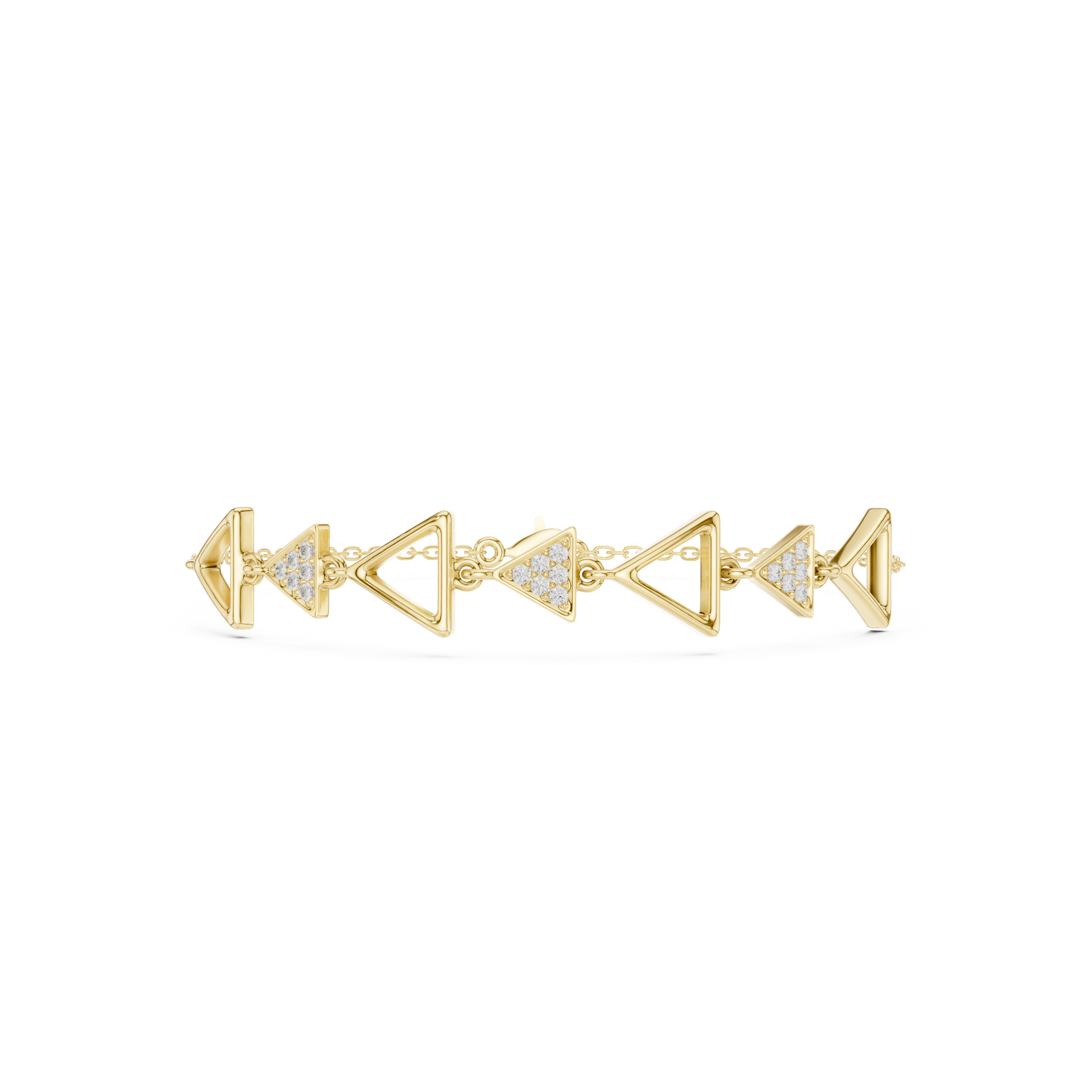 Geometric Triangle Link Diamond Bracelet