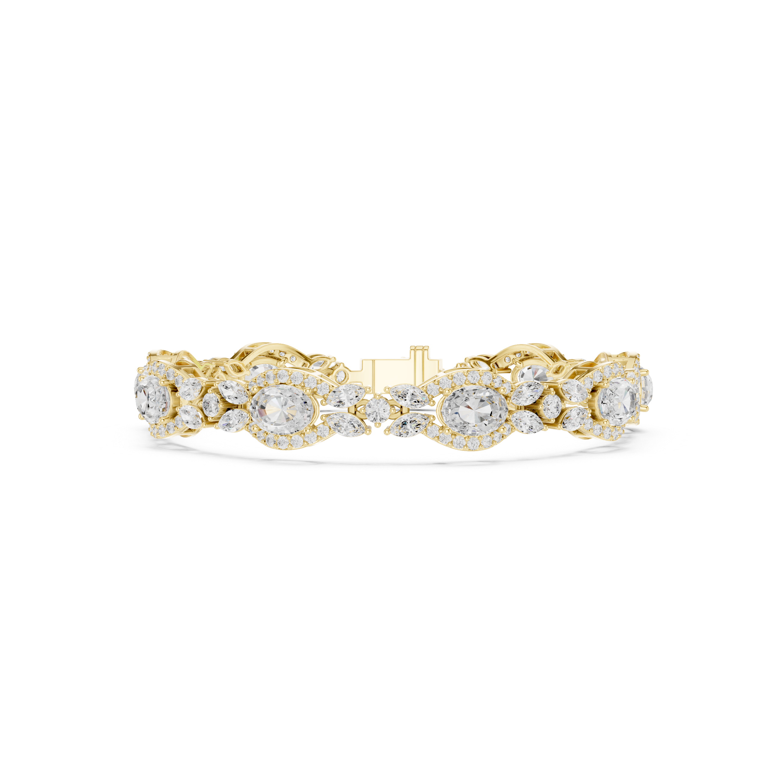 Vintage Oval Halo Diamond Bracelet with Marquise Accents