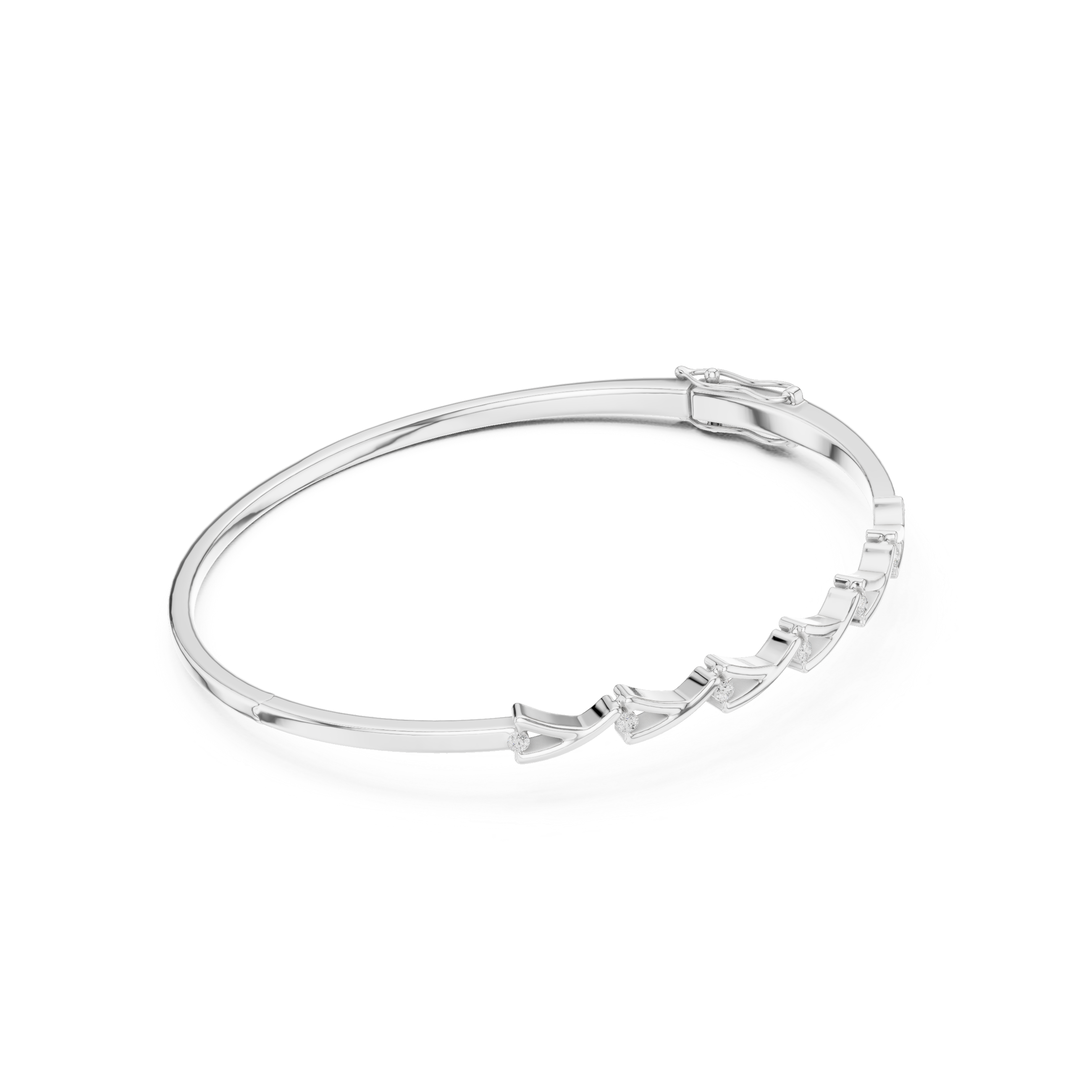 Modern Wave Diamond Bangle Bracelet