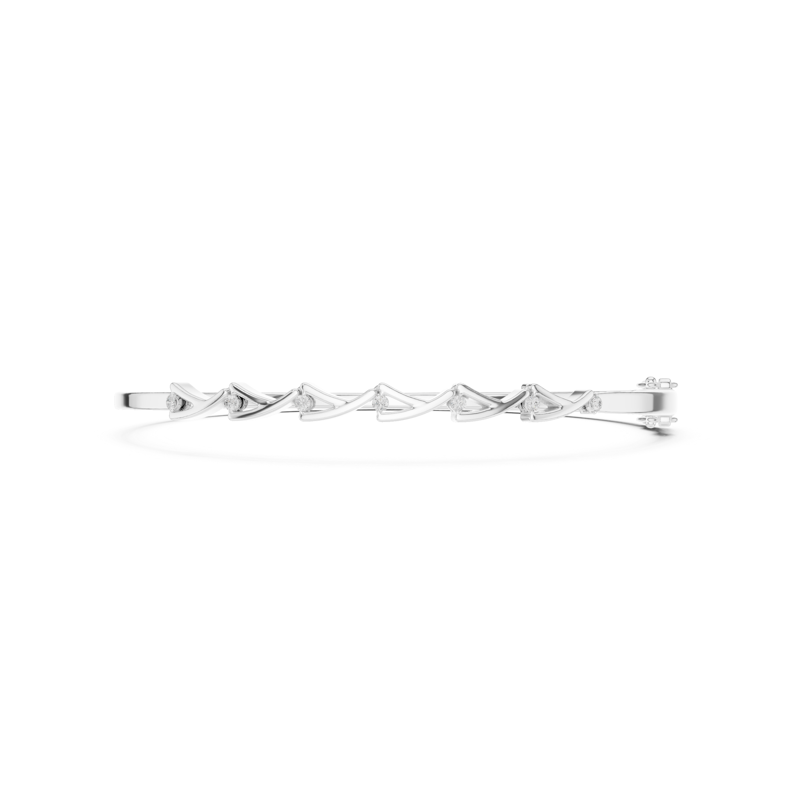 Modern Wave Diamond Bangle Bracelet