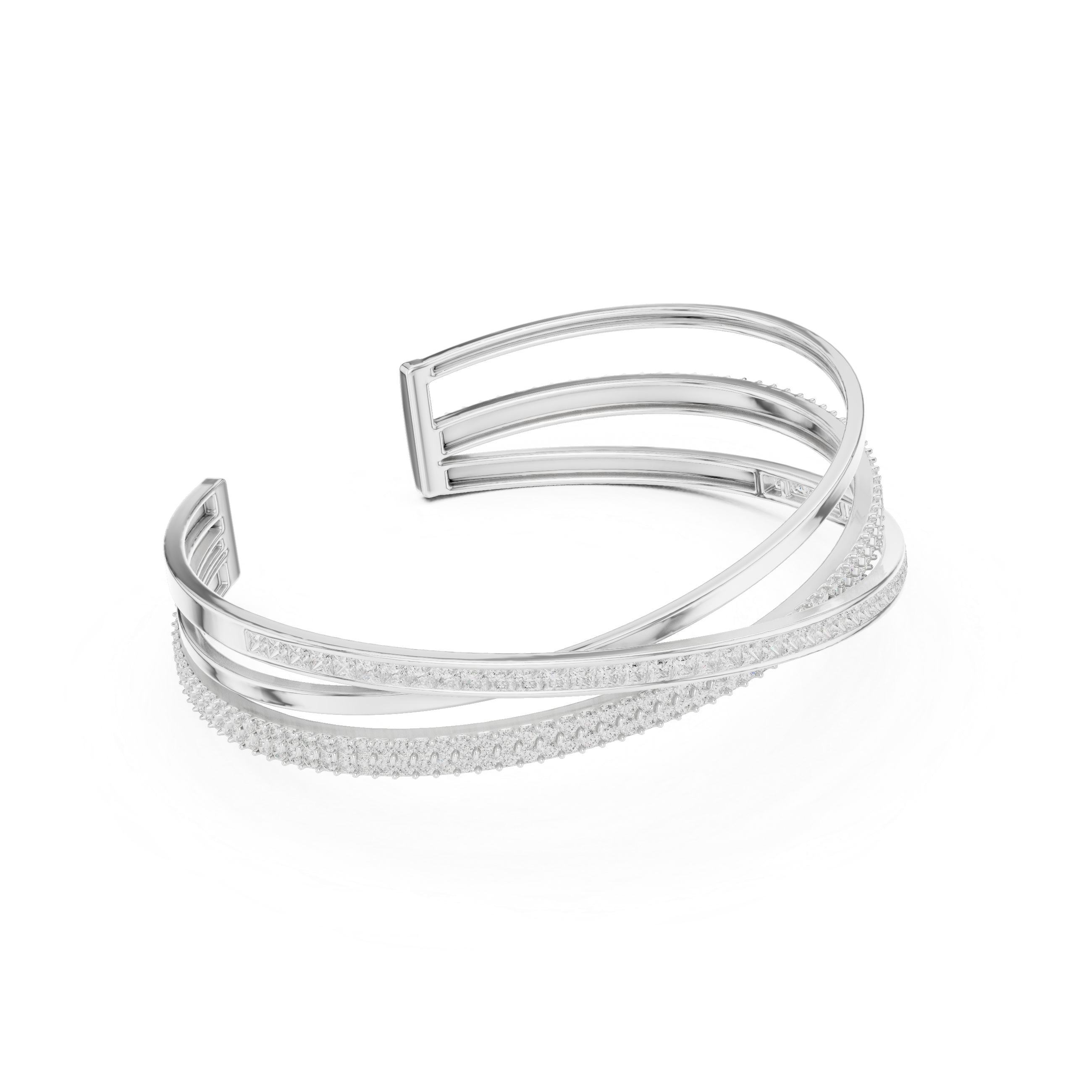 Criss-Cross Diamond Cuff Bracelet