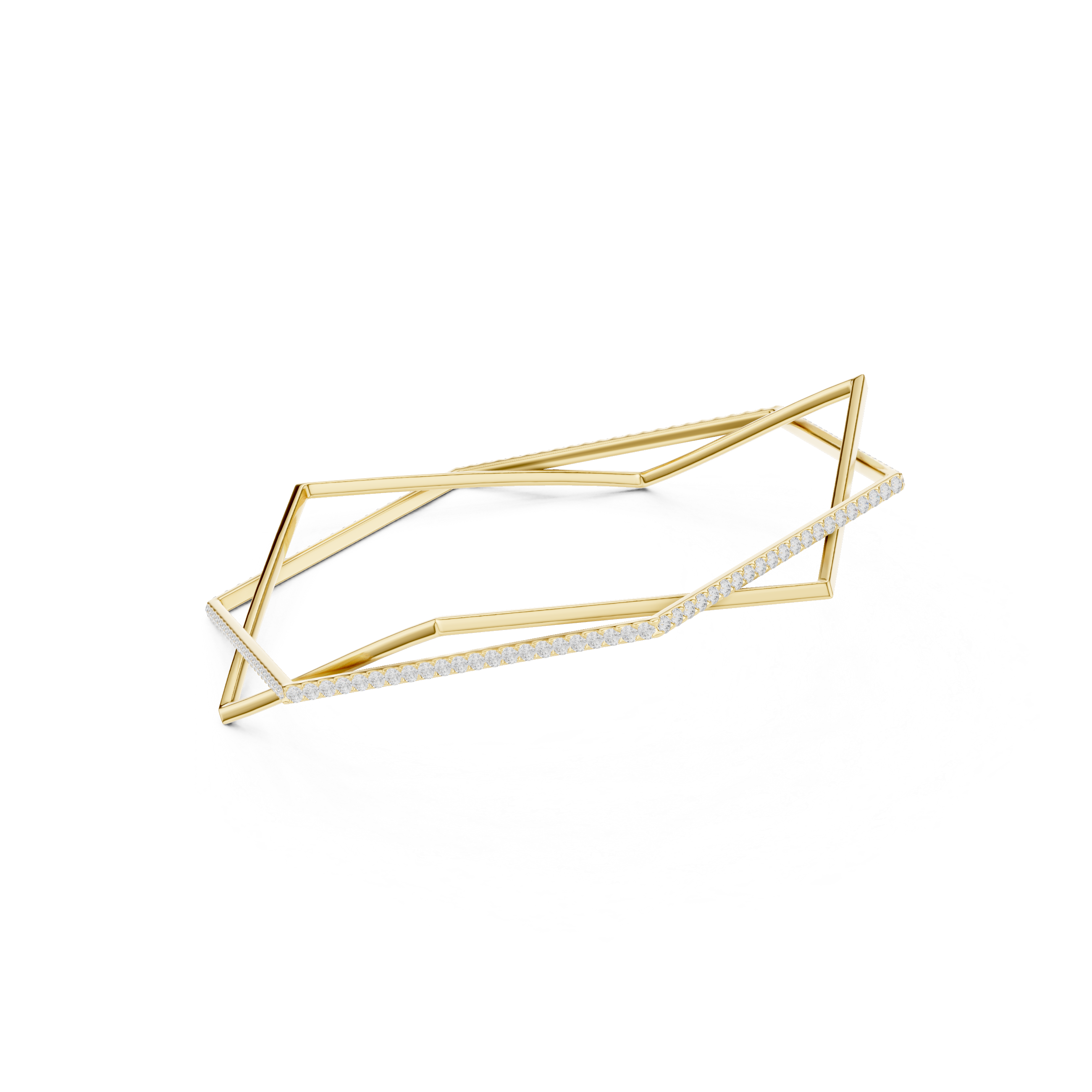 Geometric Diamond Bangle – Contemporary Open Frame Design