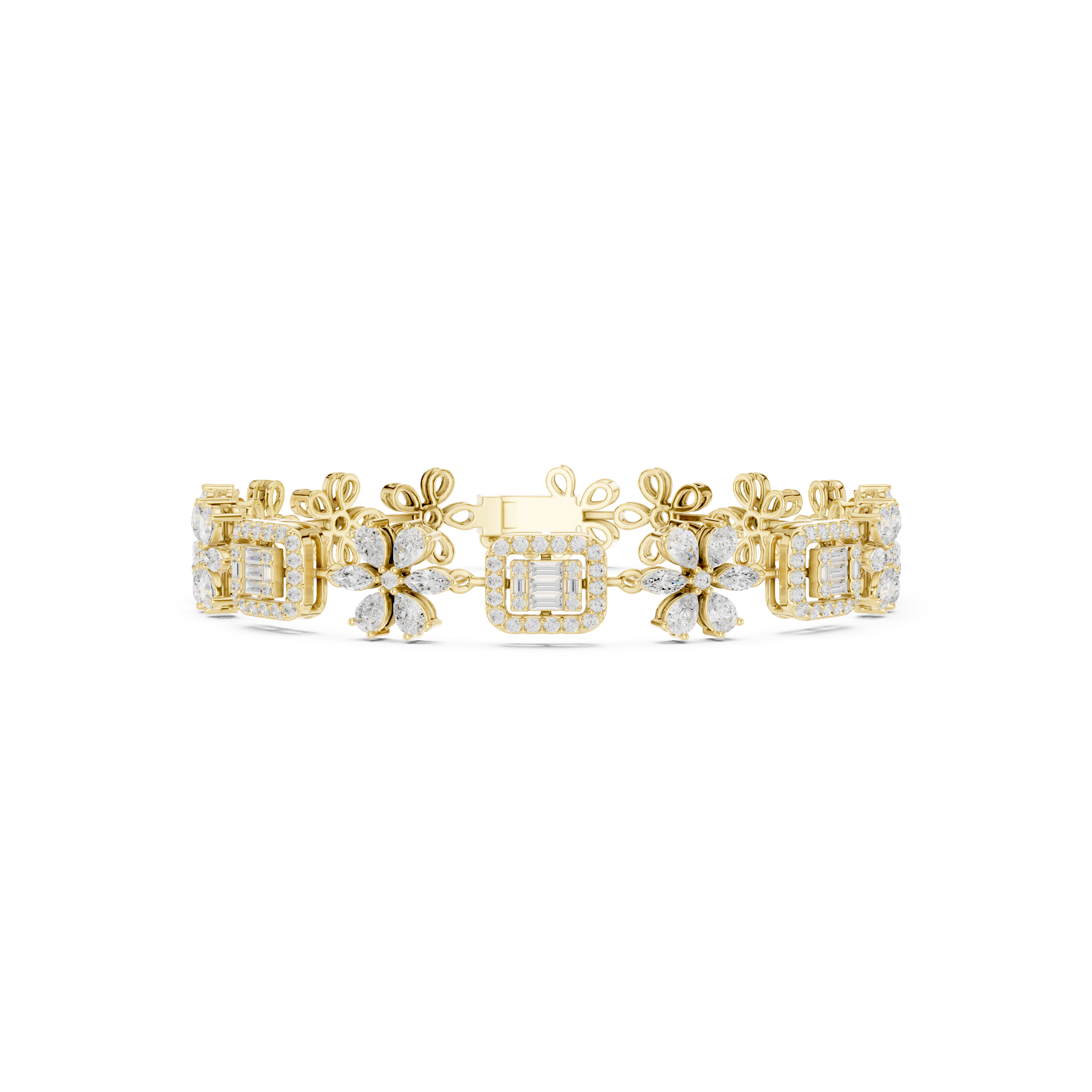 Floral Diamond Link Bracelet – Vintage Inspired Statement Elegance