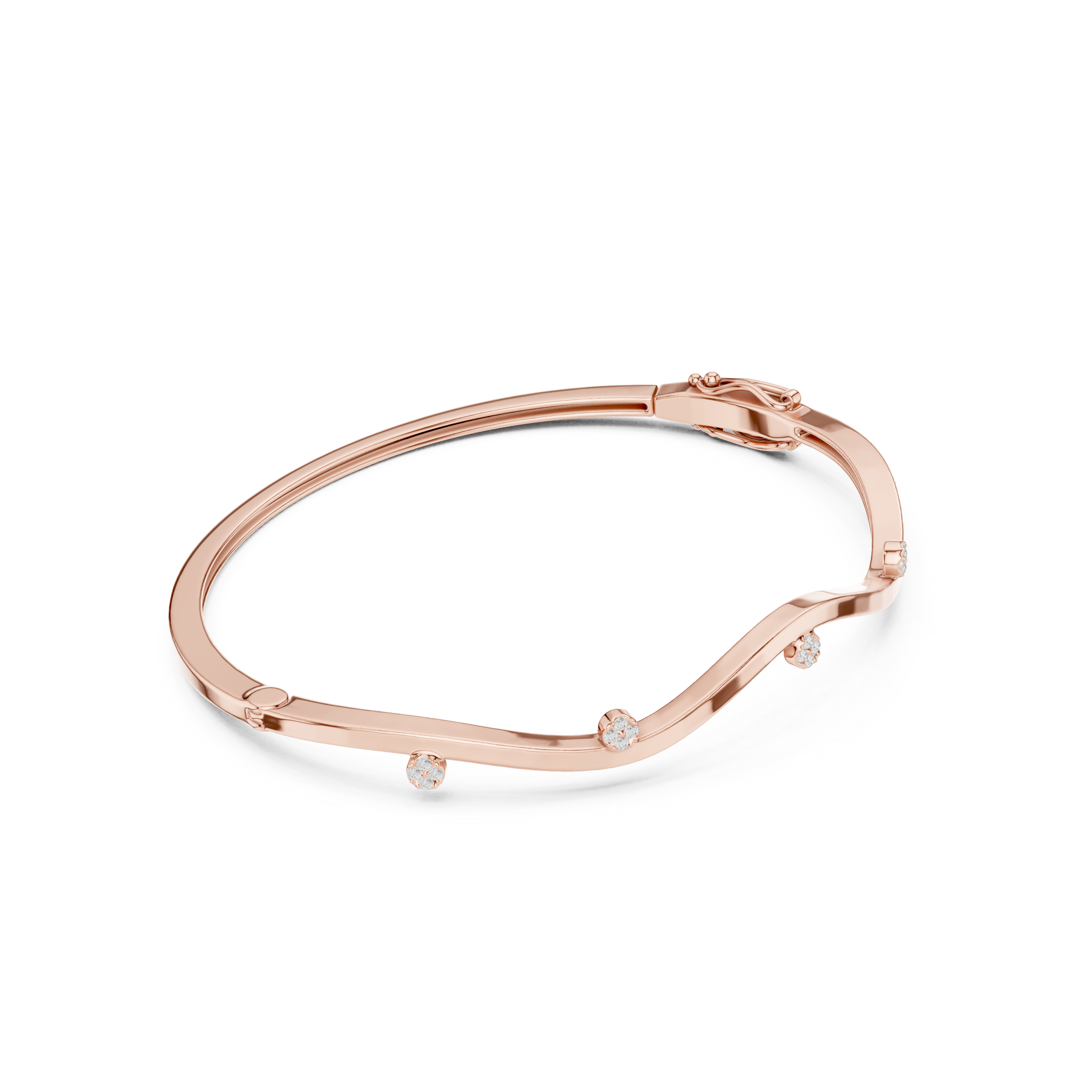 Minimal Wave Diamond Bangle Bracelet