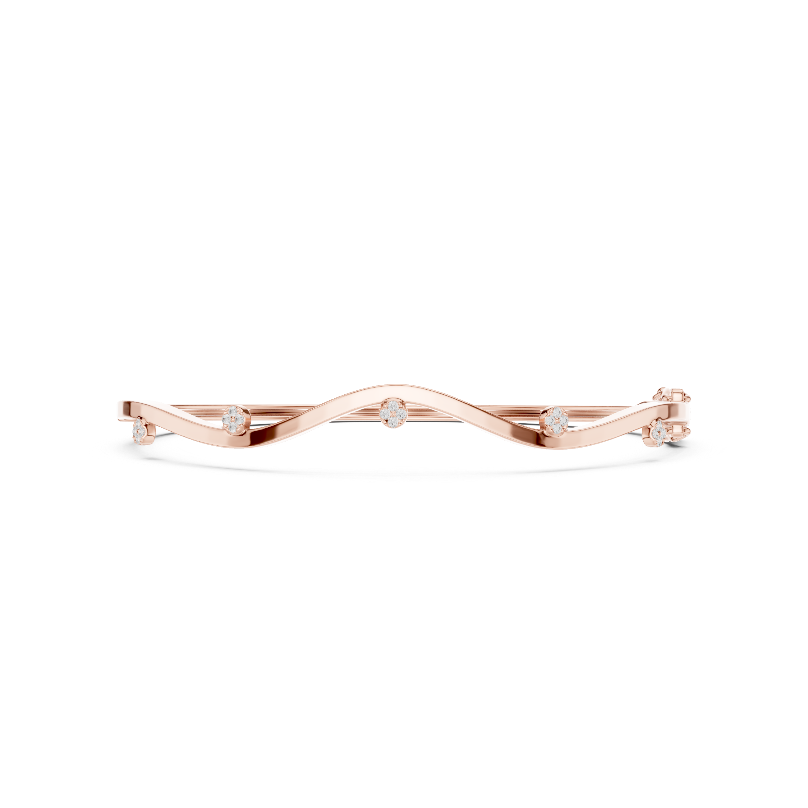 Minimal Wave Diamond Bangle Bracelet