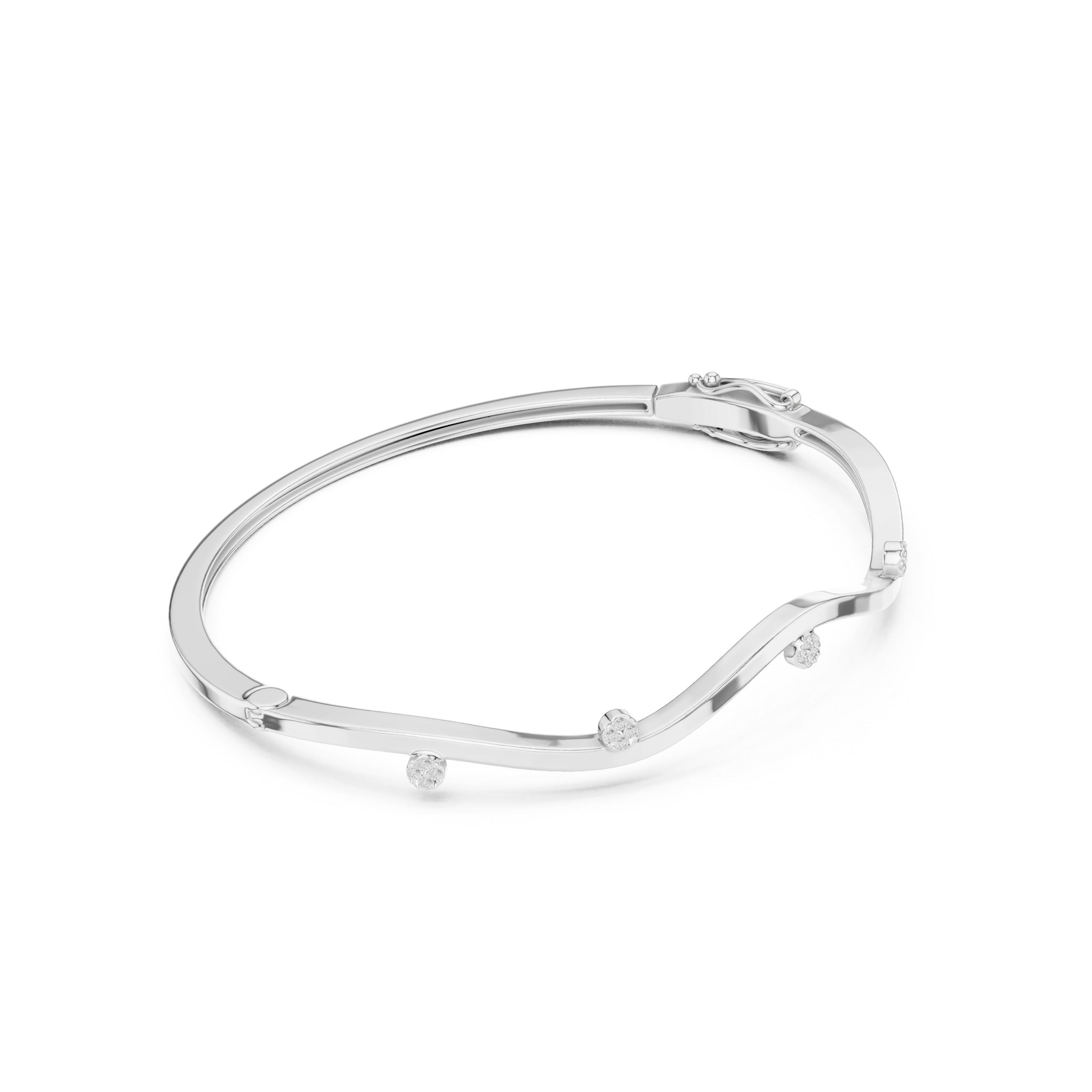 Minimal Wave Diamond Bangle Bracelet