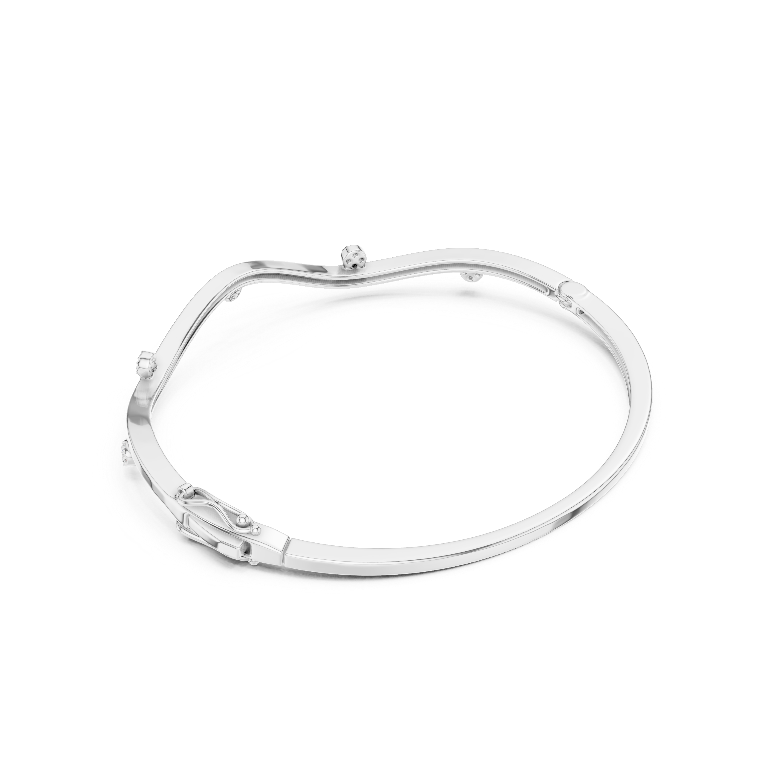 Minimal Wave Diamond Bangle Bracelet