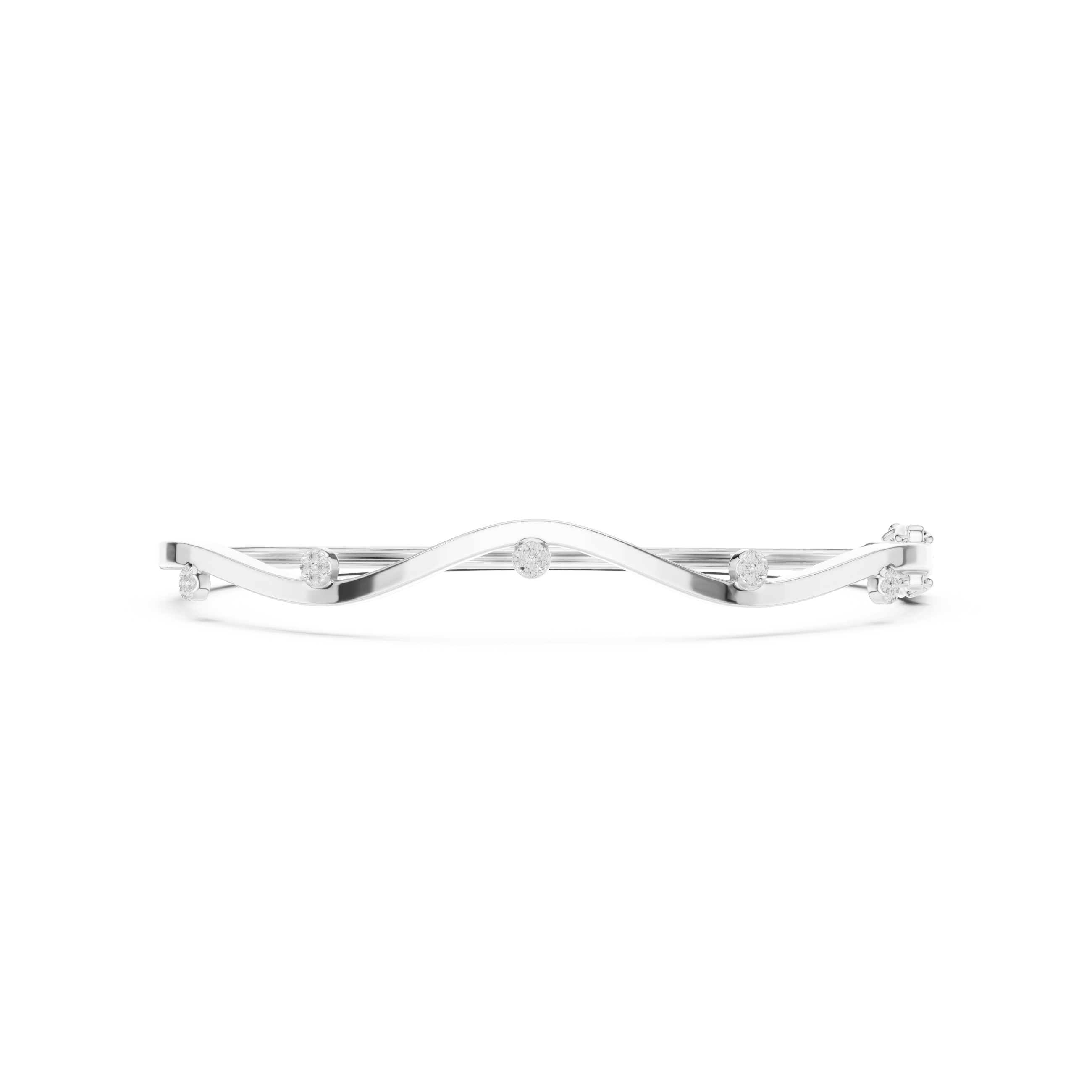 Minimal Wave Diamond Bangle Bracelet