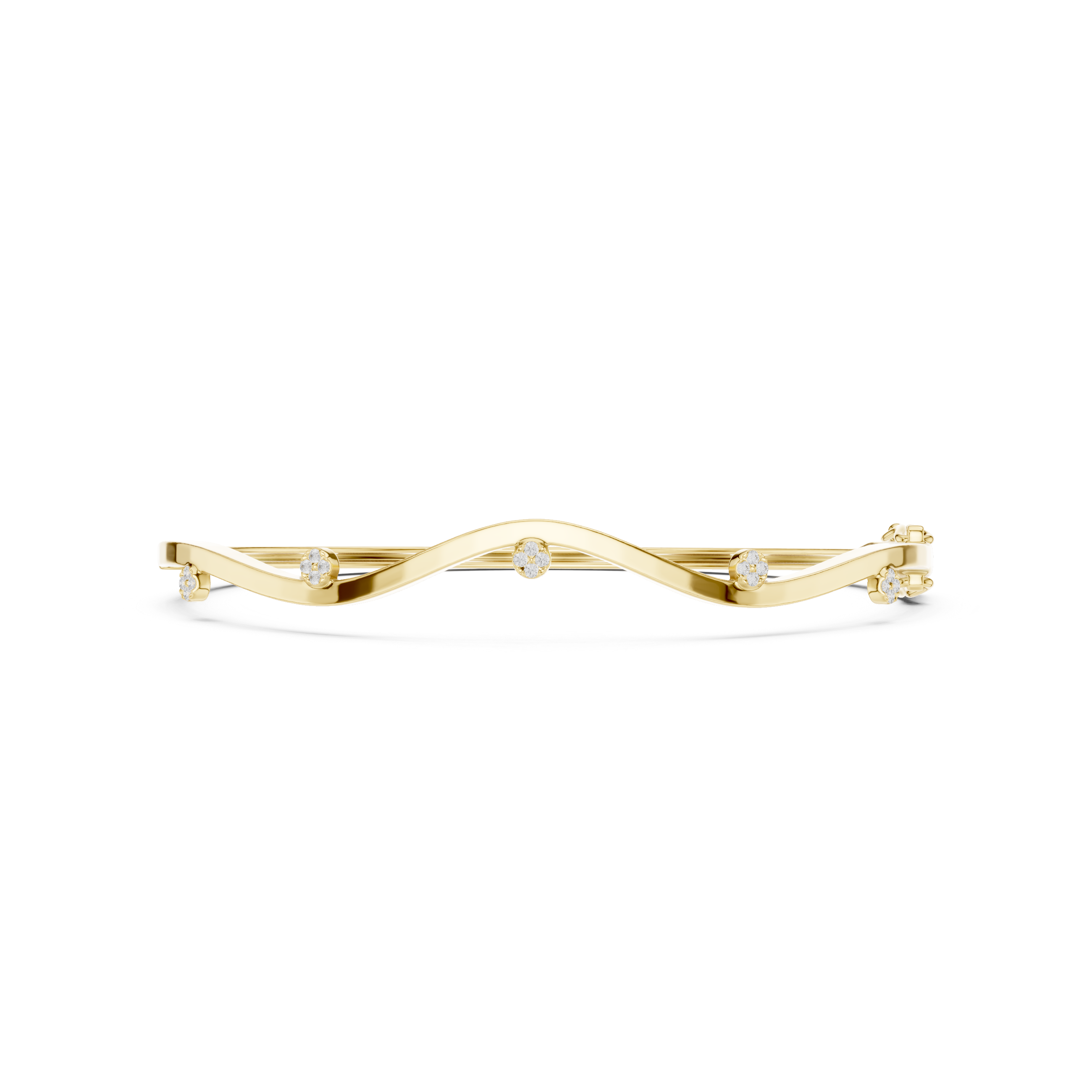 Minimal Wave Diamond Bangle Bracelet