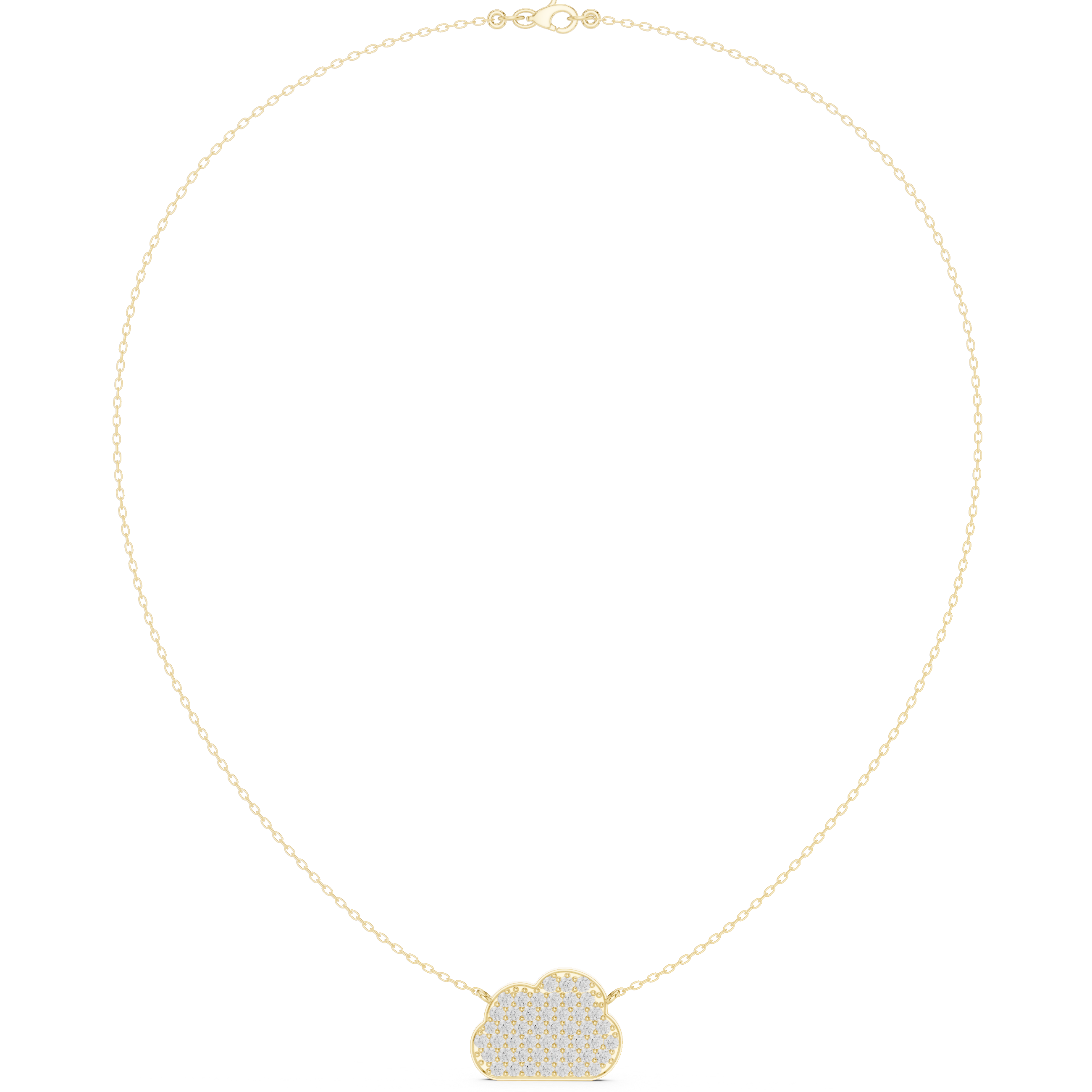 Cloud Diamond Necklace – Minimal Pavé Gold Pendant