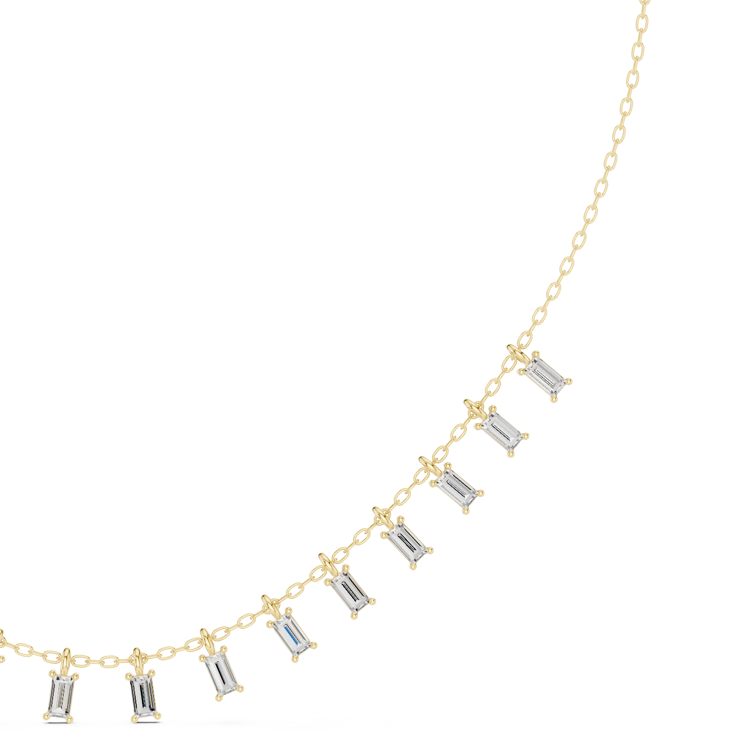 Baguette Drop Diamond Necklace – Modern Linear Elegance