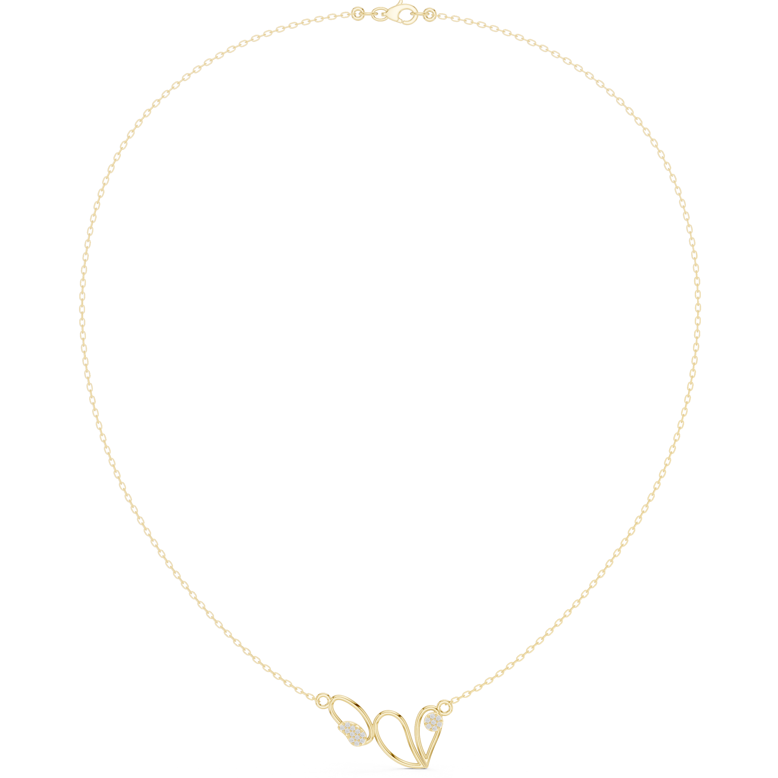 Minimal Heart Curve Diamond Necklace – Elegant Romantic Design