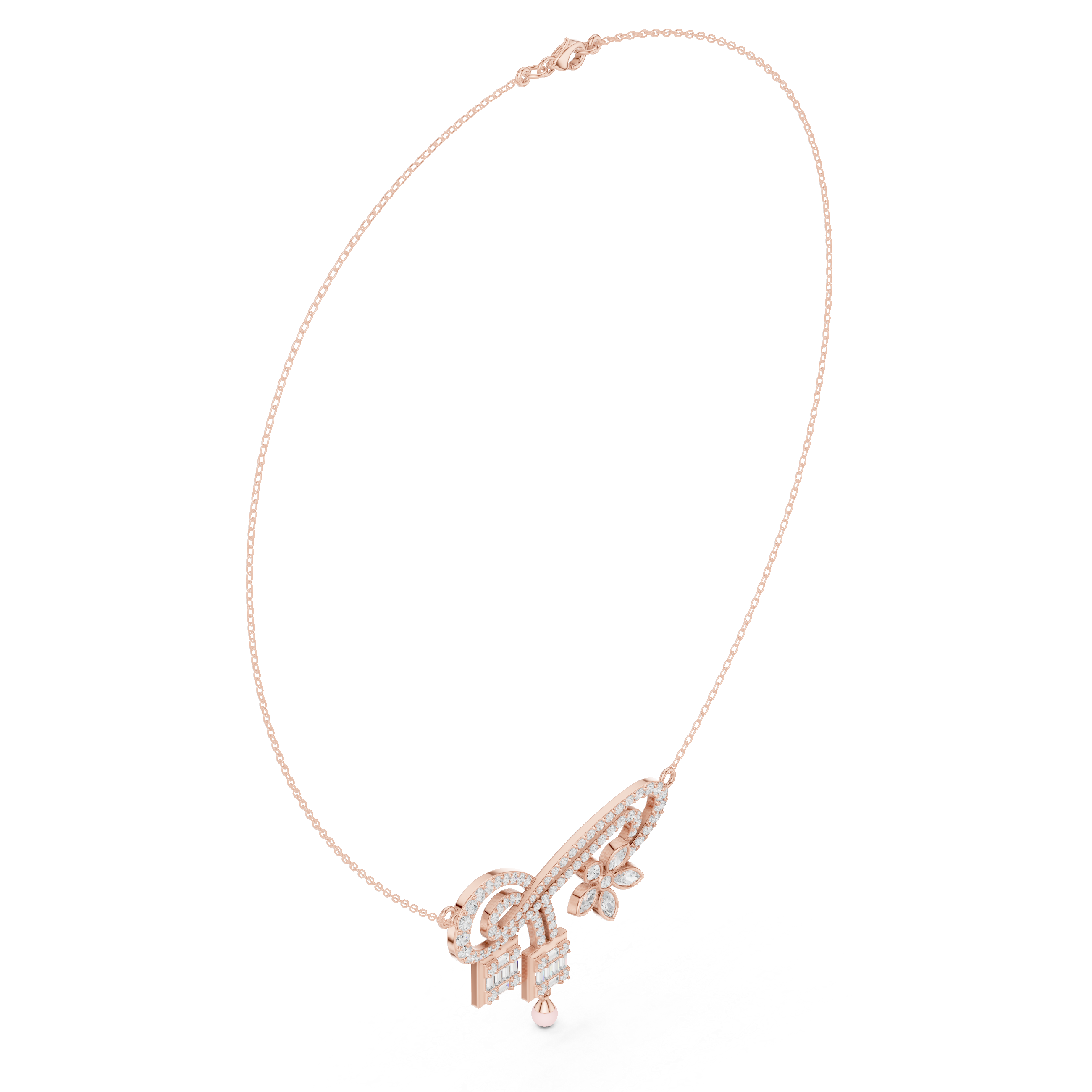 Infinity Floral Diamond Pendant Necklace – Elegant Symbolic Design