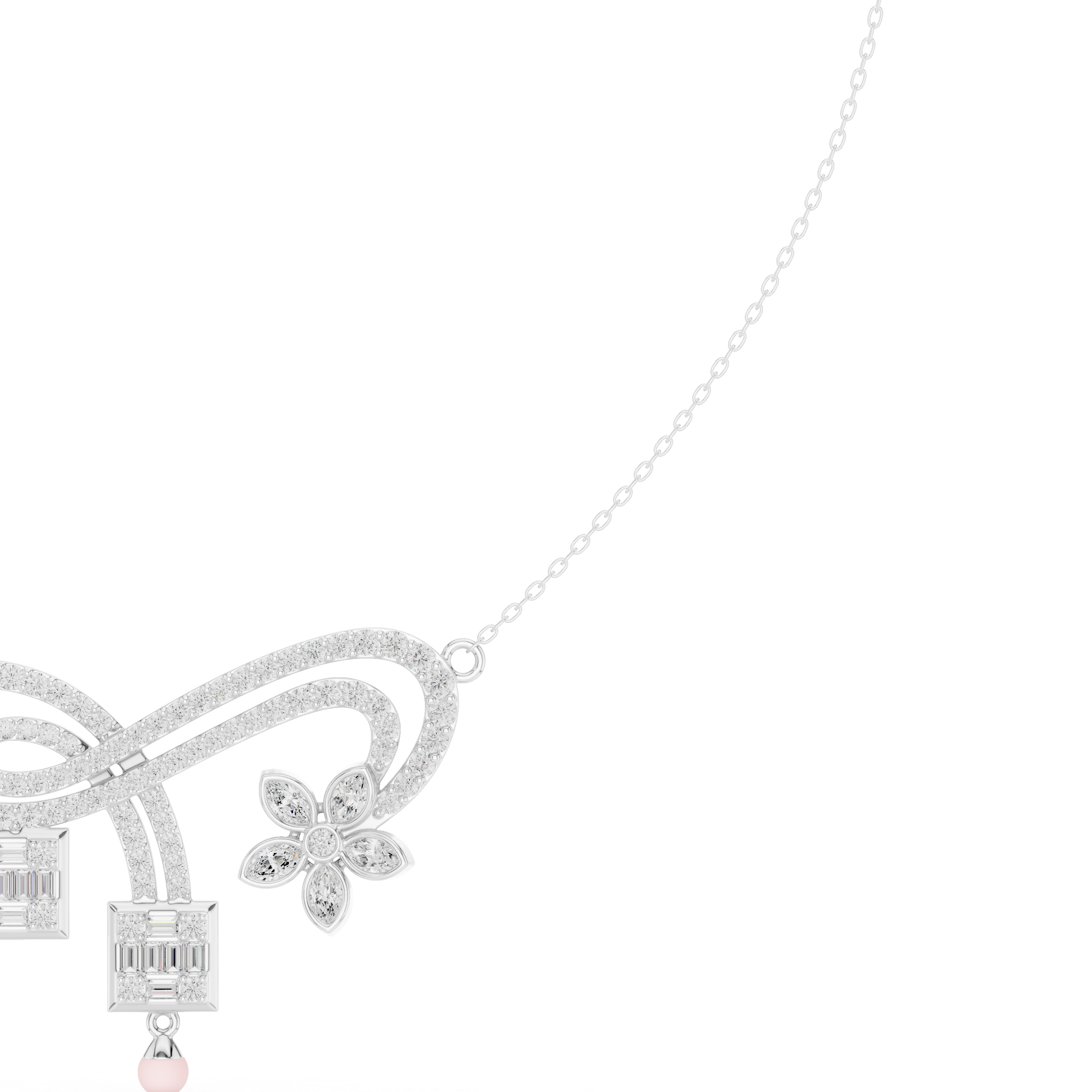 Infinity Floral Diamond Pendant Necklace – Elegant Symbolic Design