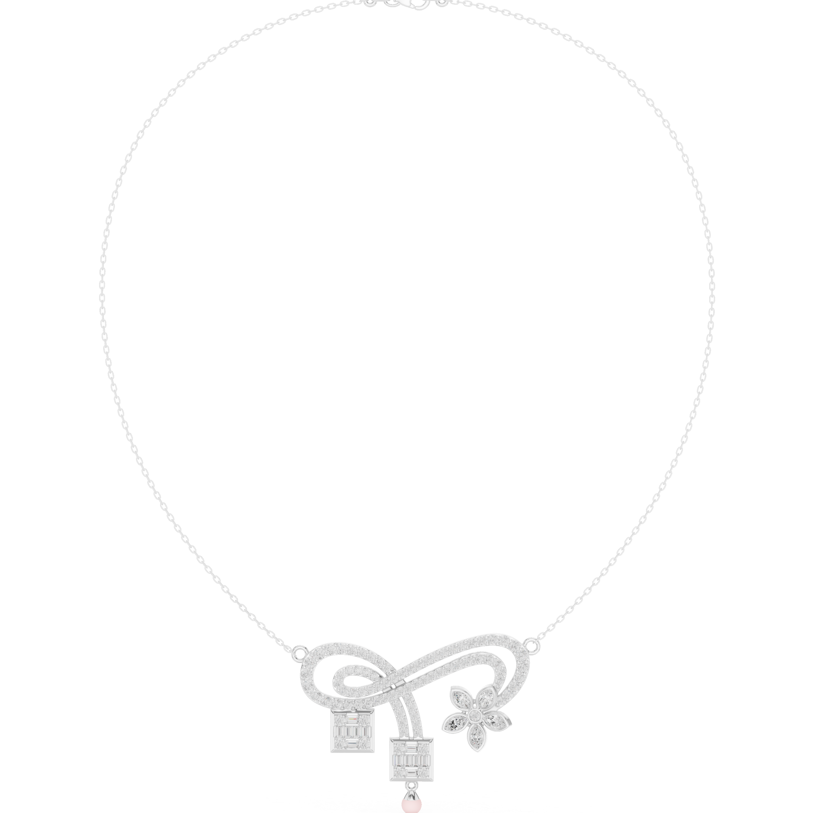 Infinity Floral Diamond Pendant Necklace – Elegant Symbolic Design
