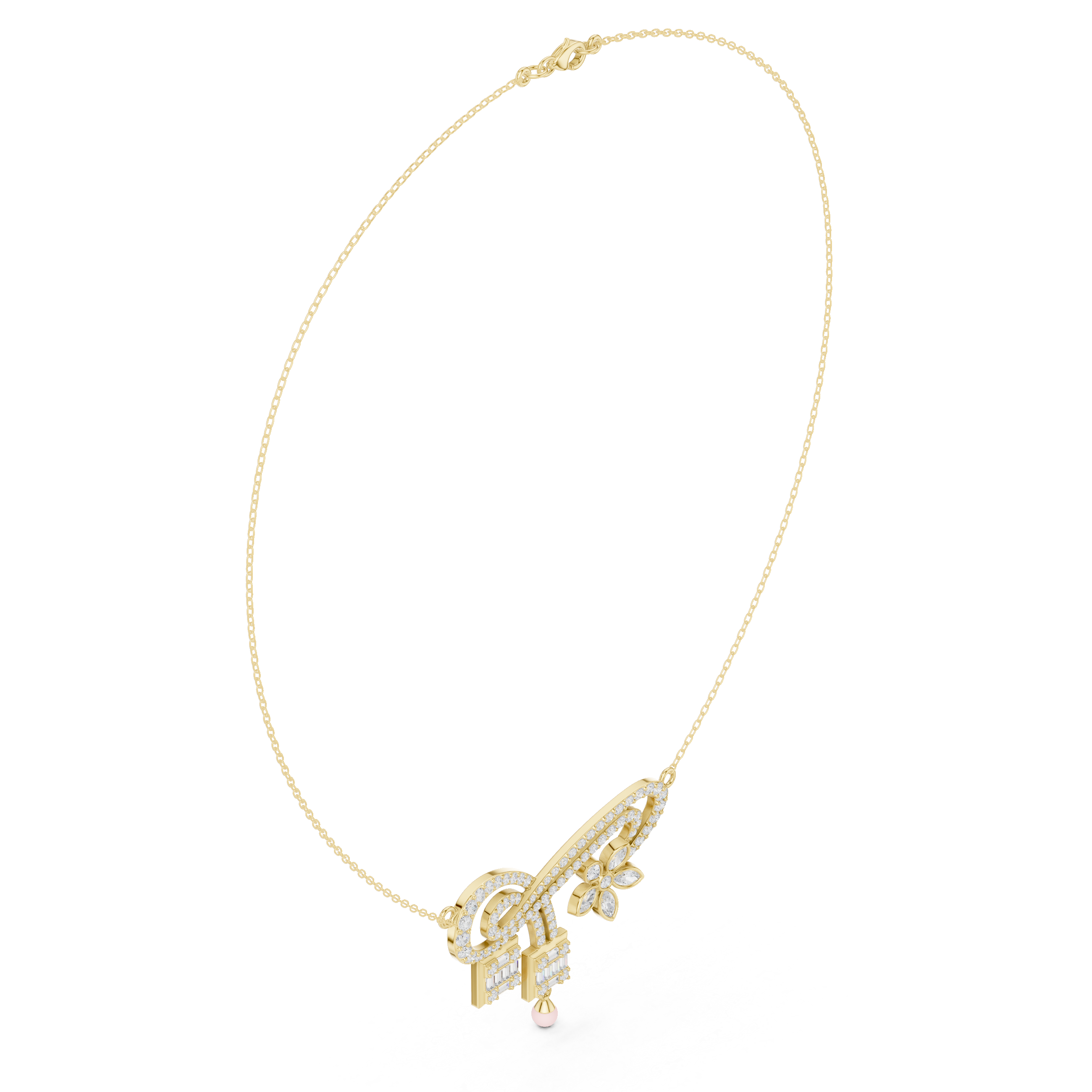 Infinity Floral Diamond Pendant Necklace – Elegant Symbolic Design