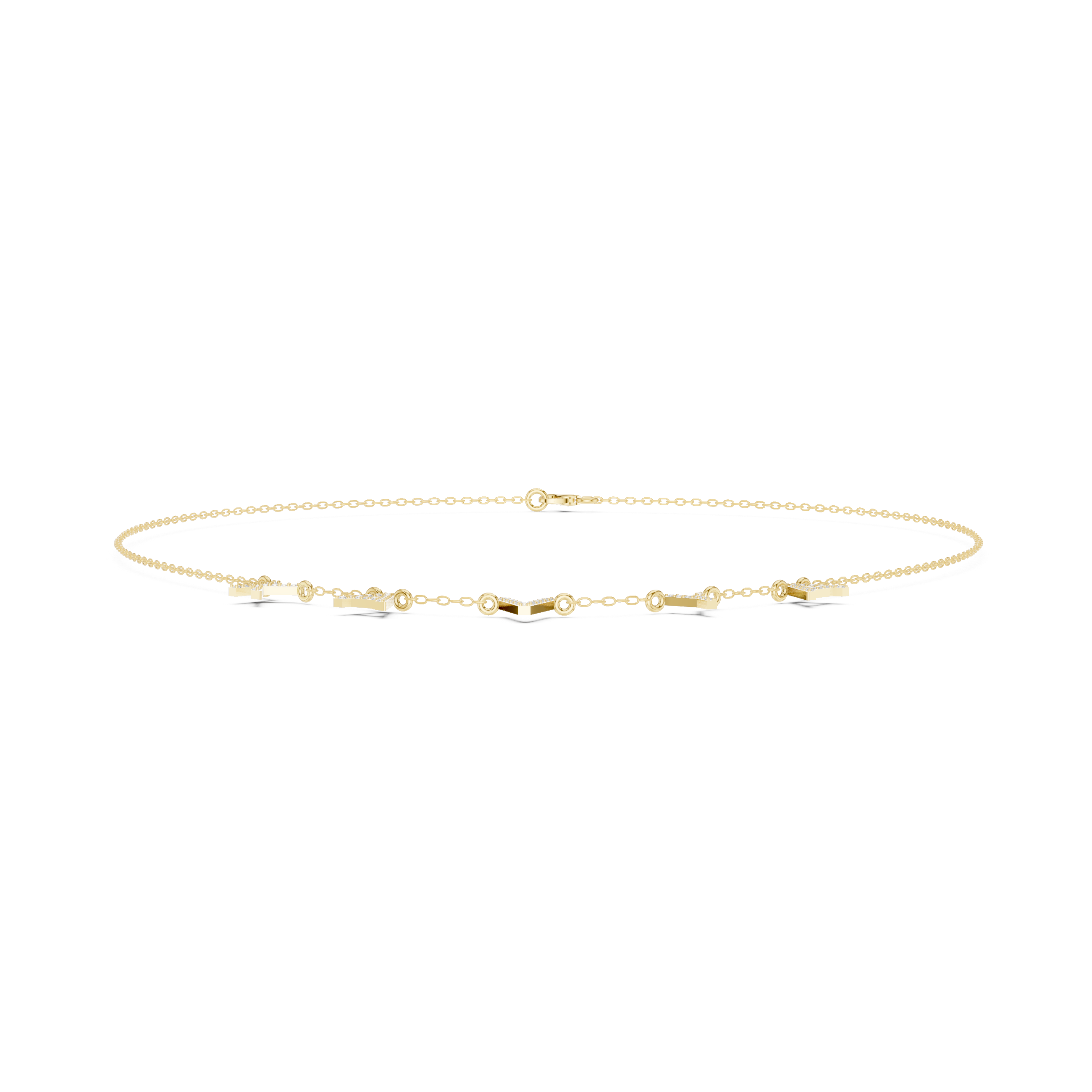 Geometric V Motif Diamond Necklace – Minimal Modern Elegance