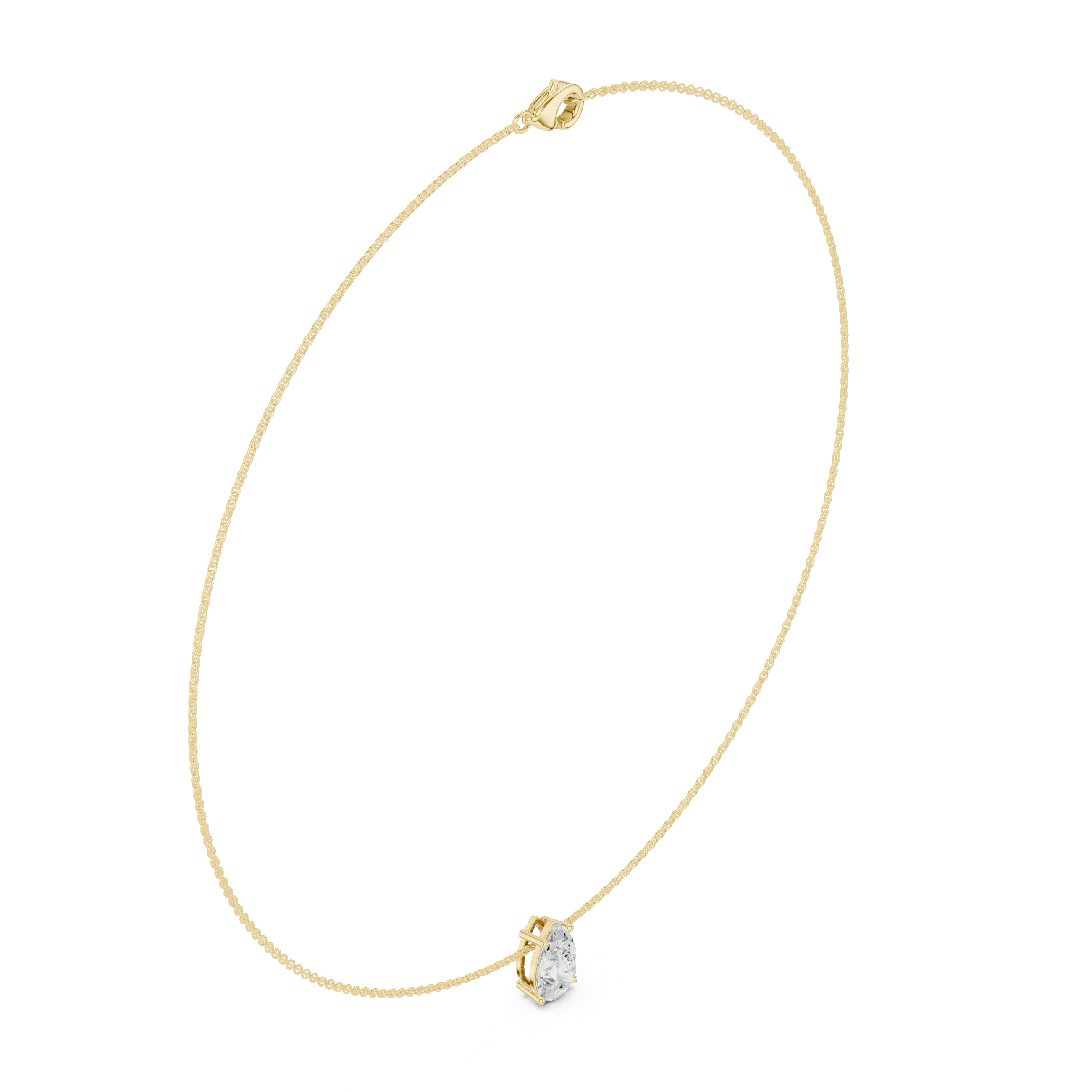 Minimal Pear Cut Solitaire Necklace – Elegant Drop Pendant