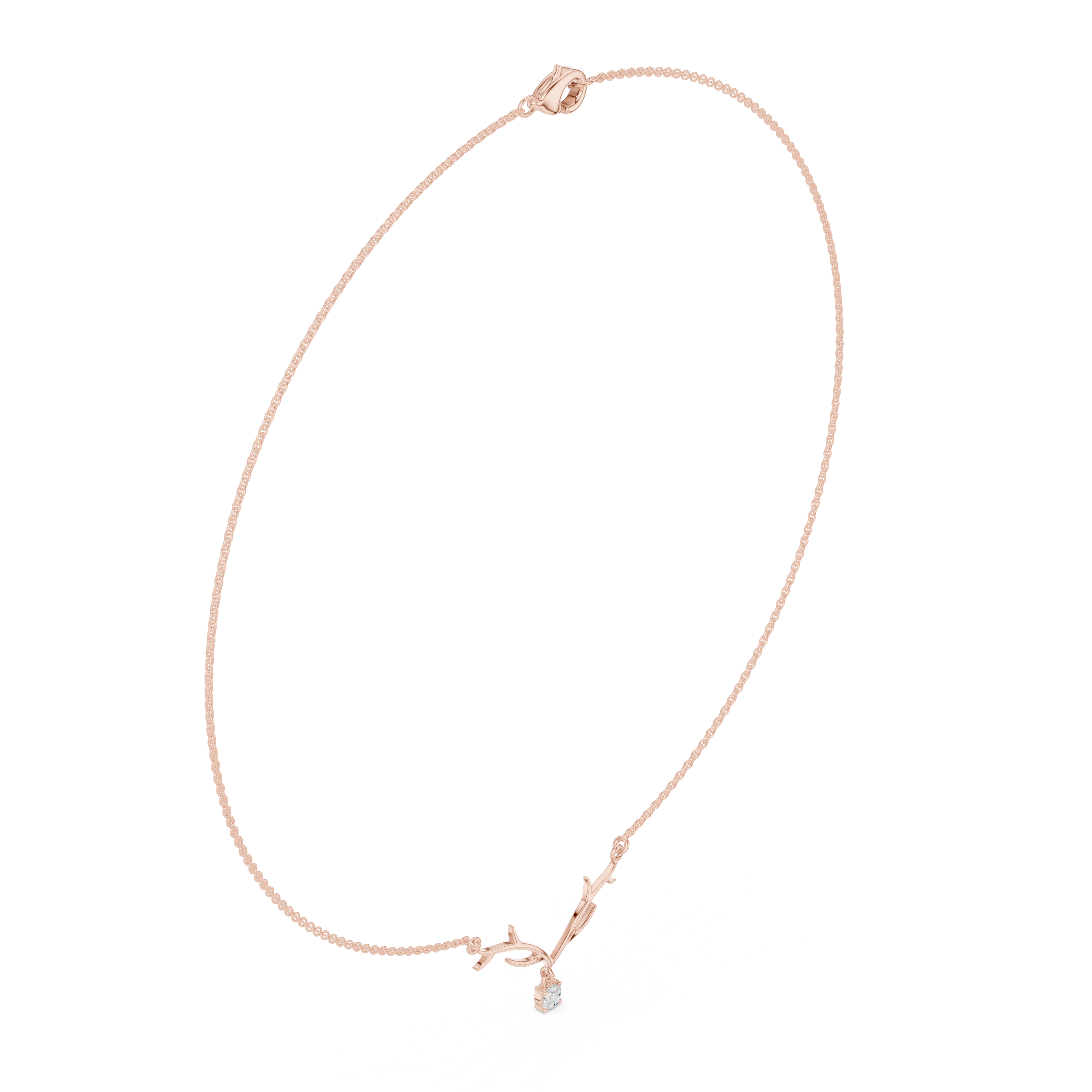 Minimalist Branch Pendant Necklace with Solitaire Drop