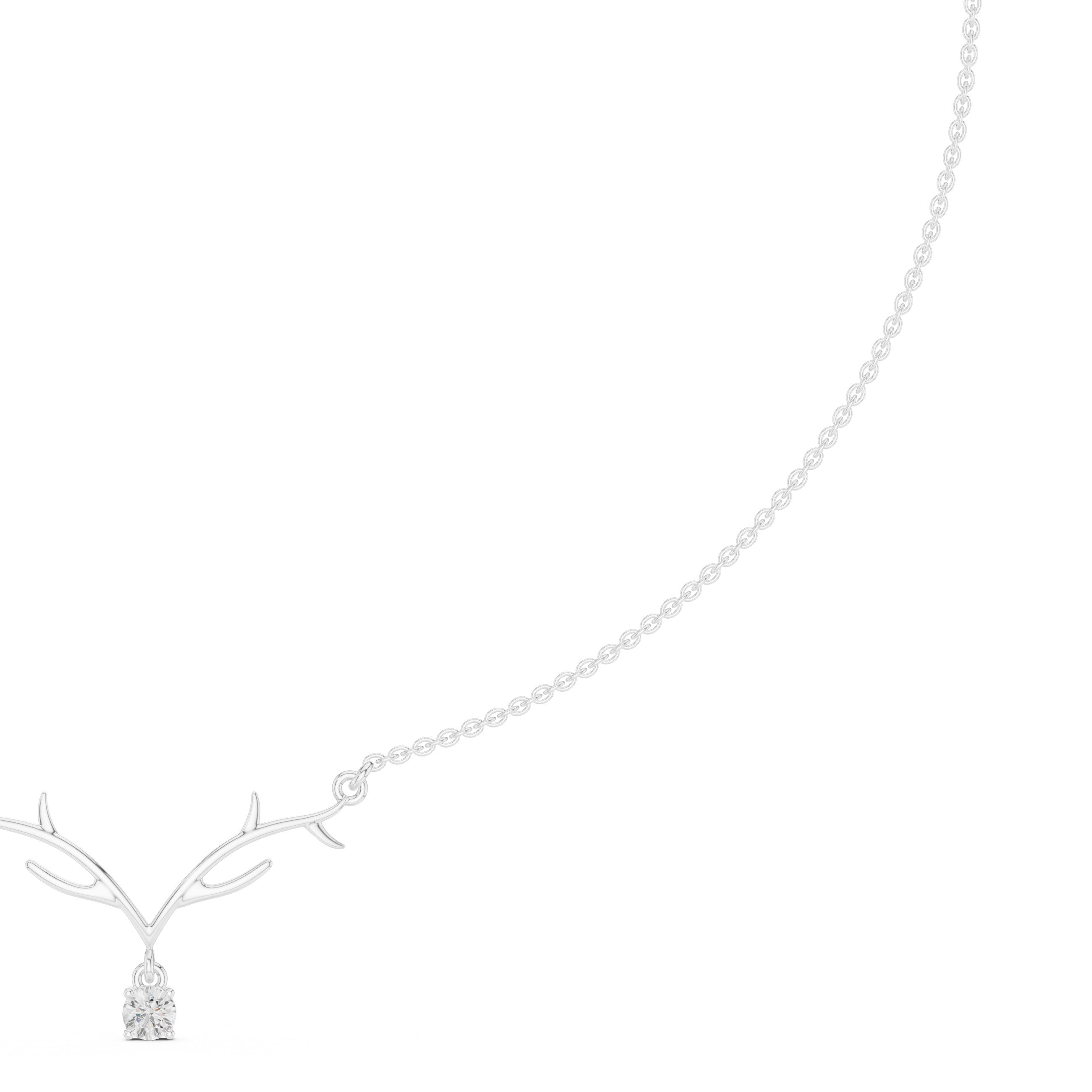 Minimalist Branch Pendant Necklace with Solitaire Drop