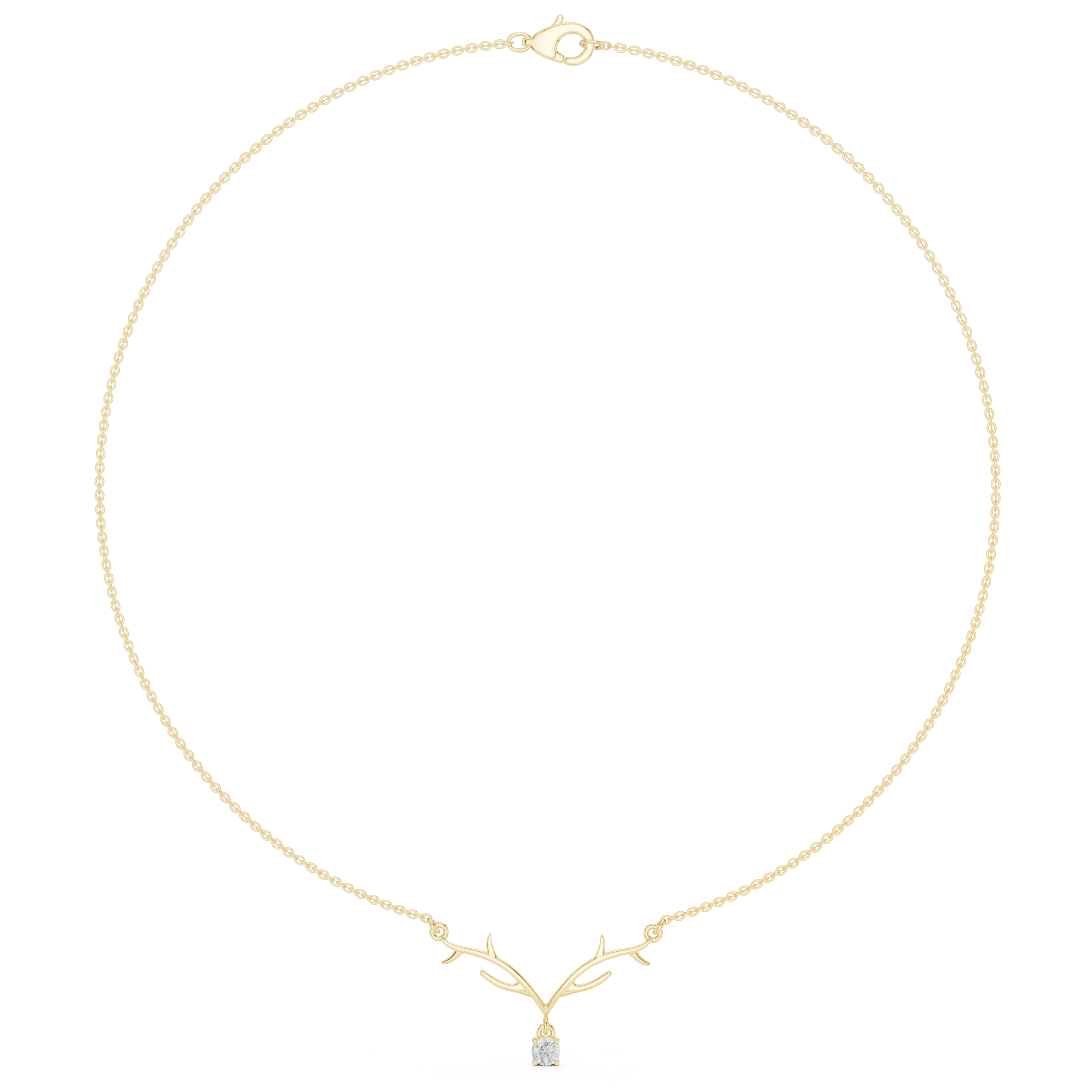 Minimalist Branch Pendant Necklace with Solitaire Drop