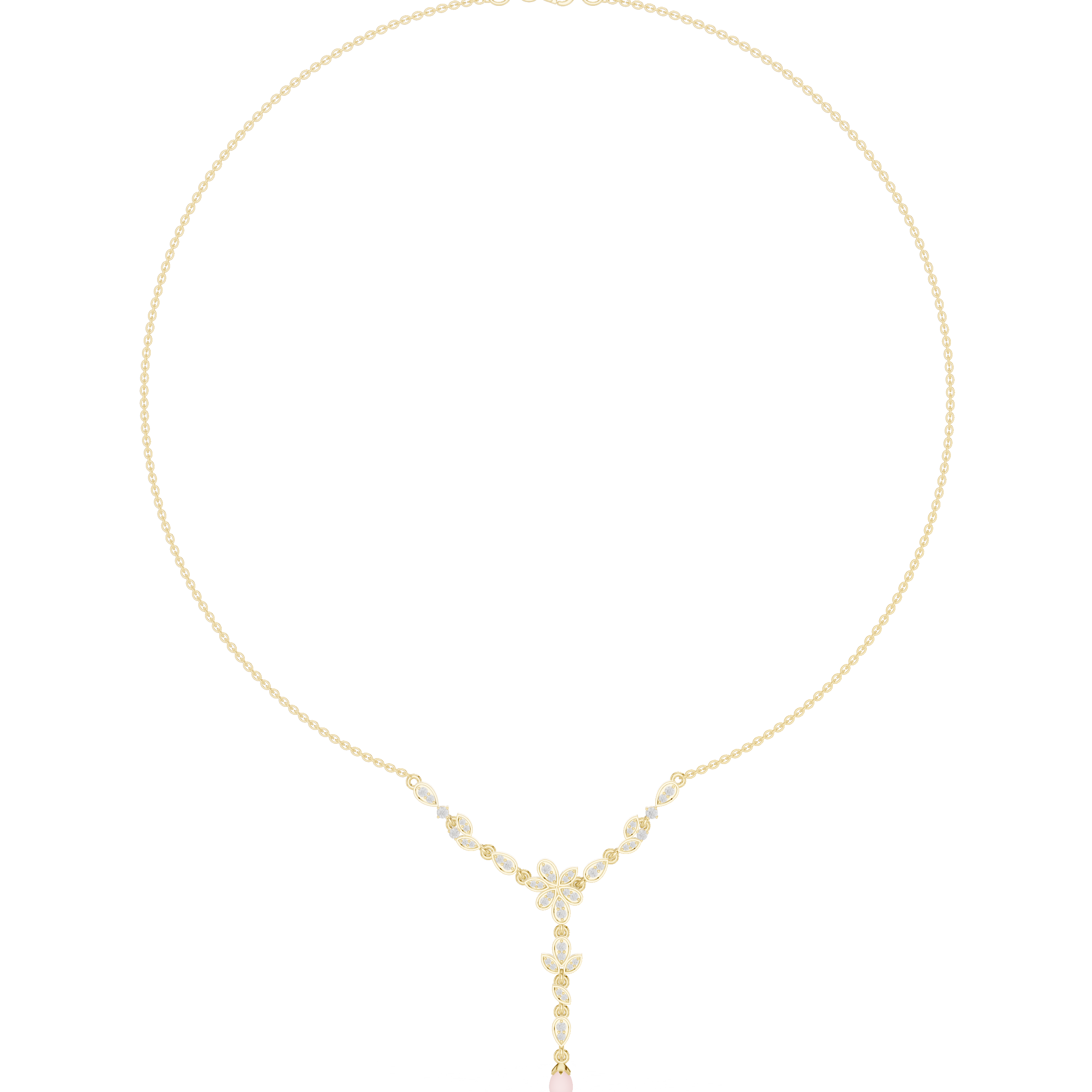 Floral Drop Diamond Necklace – Elegant Leaf Motif Design