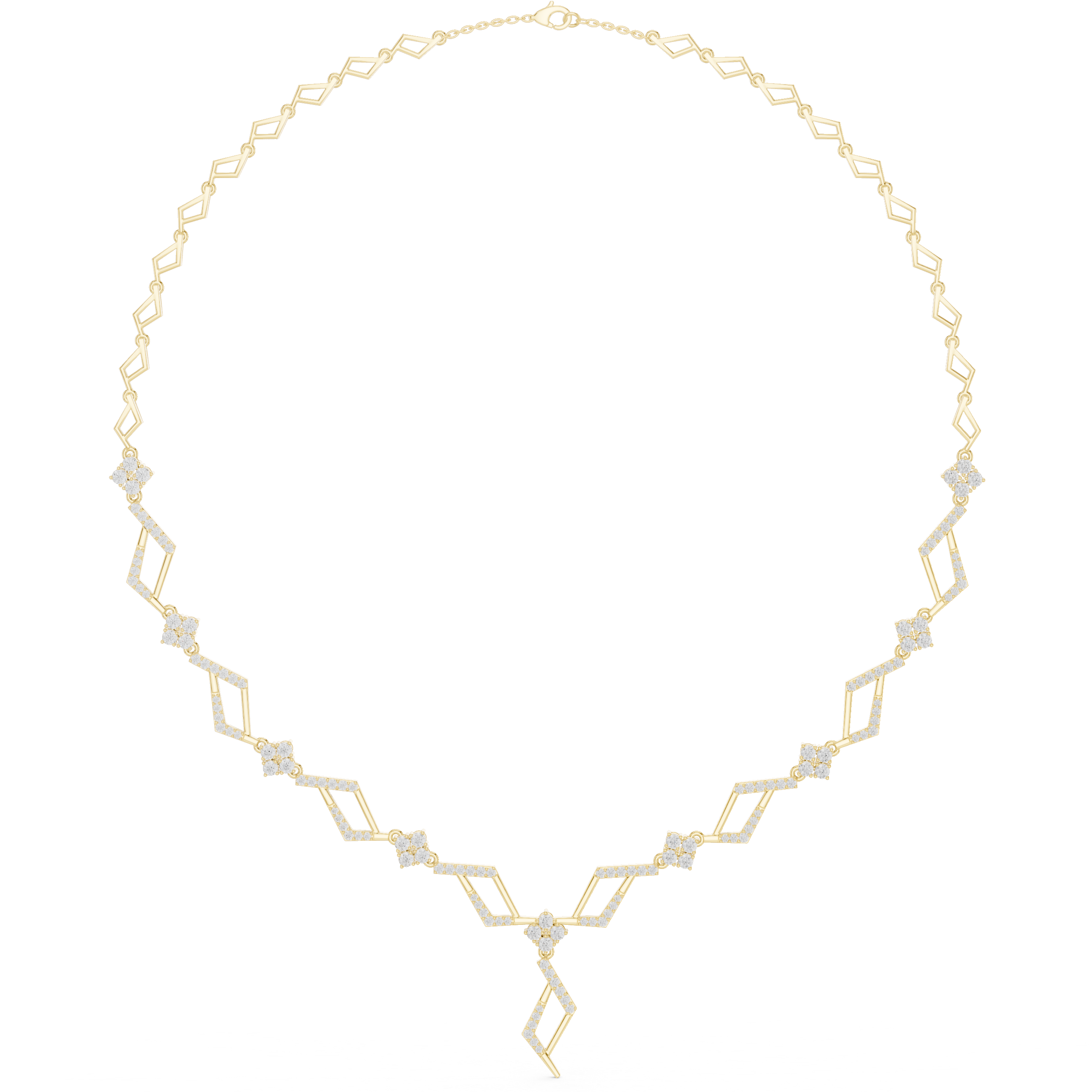Geometric Diamond Necklace – Modern Zigzag Statement Design