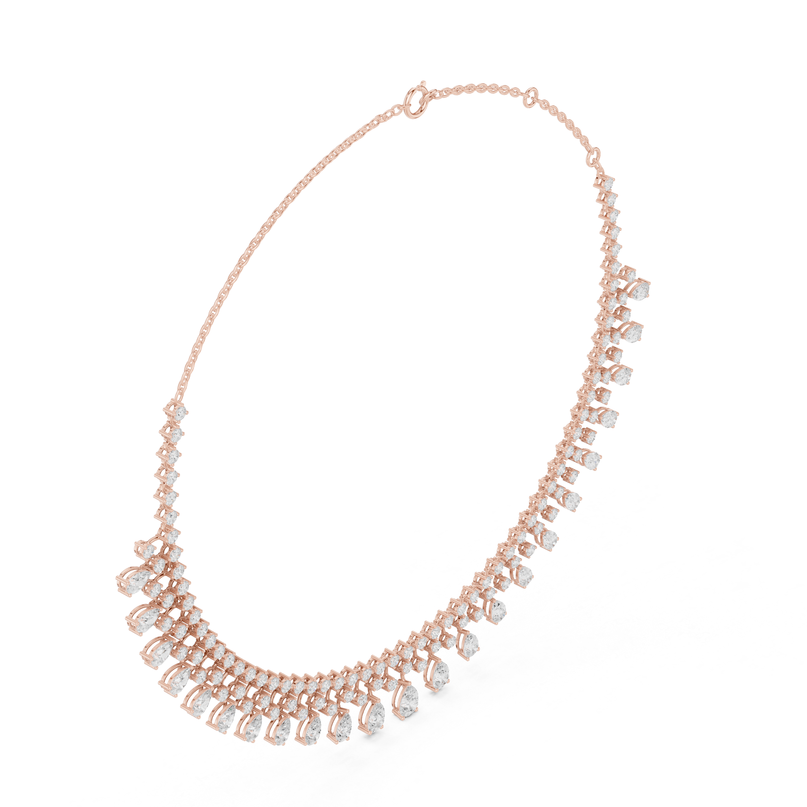 Diamond Fringe Drop Necklace – Statement Luxury Cascade Design