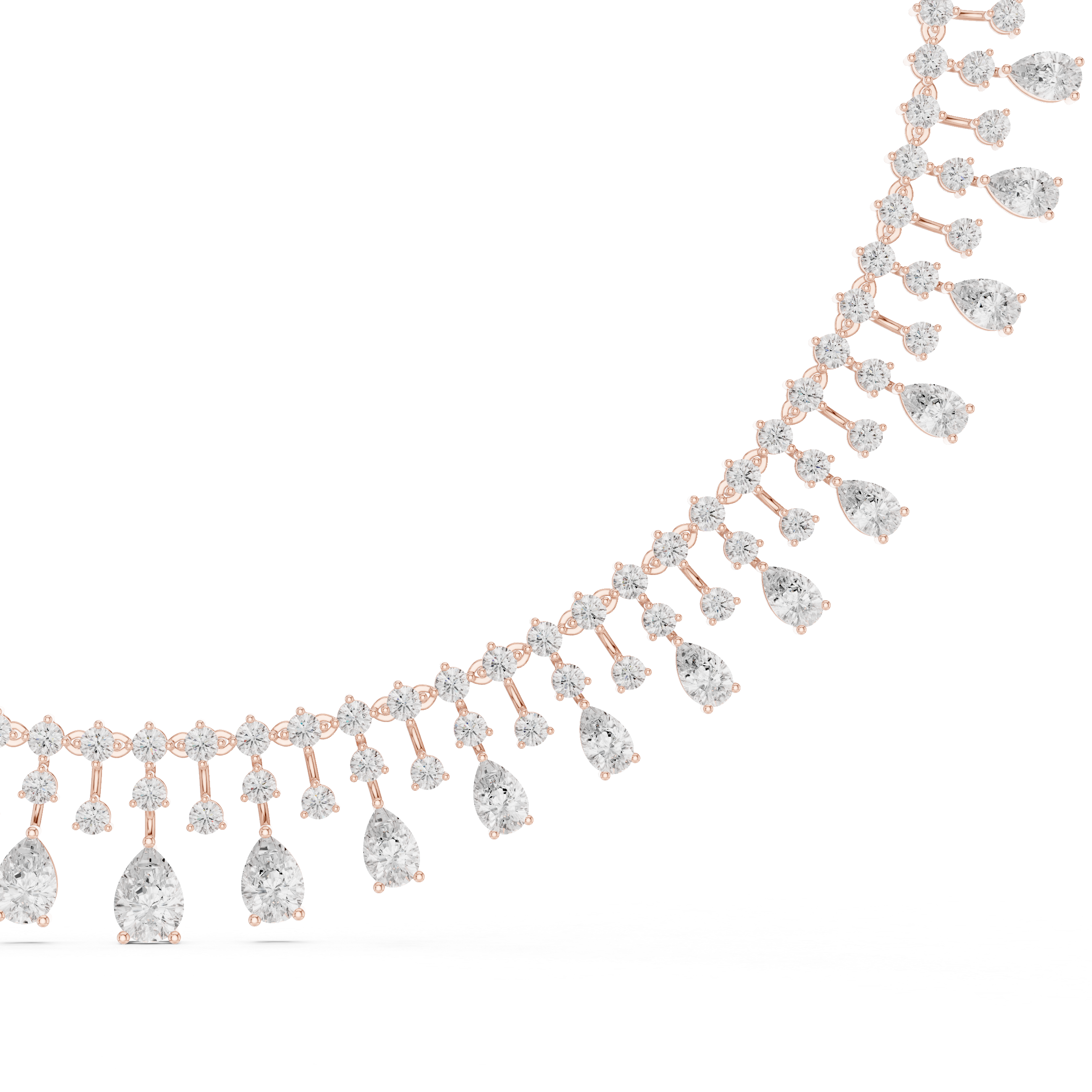 Diamond Fringe Drop Necklace – Statement Luxury Cascade Design