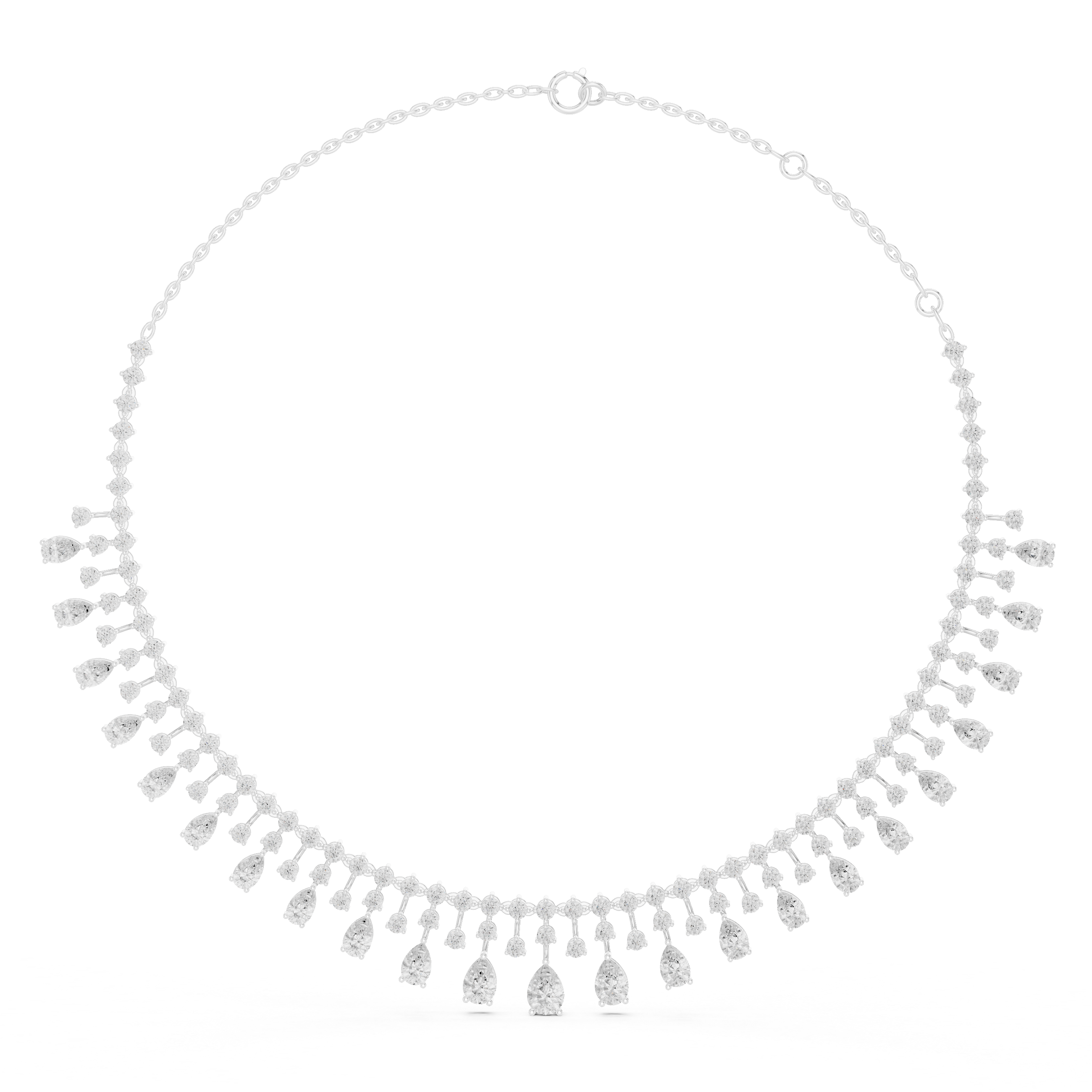 Diamond Fringe Drop Necklace – Statement Luxury Cascade Design