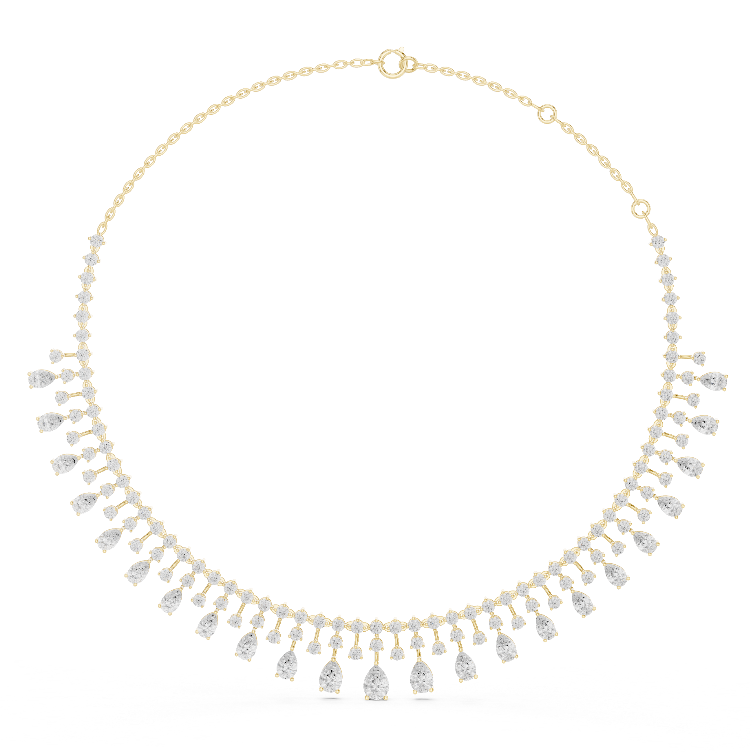 Diamond Fringe Drop Necklace – Statement Luxury Cascade Design